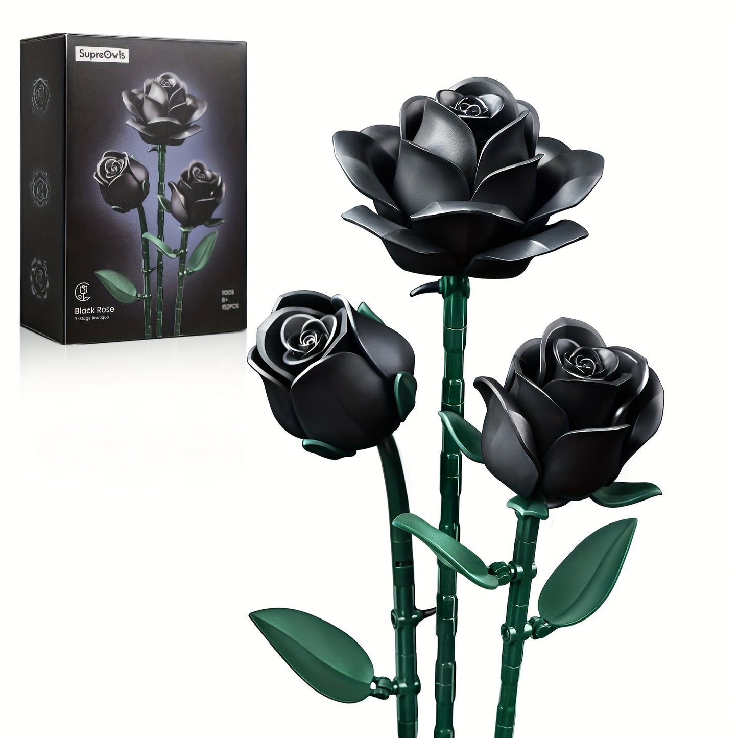 1101pcs Gothic Building Blocks Set - Large-Scale Skull & Rose Flower Model with Intricate Dark Art Design, Interlocking Bricks for Adults, Challenging Assembly, Collectible Display, Gothic Home Decor, Halloween Party Decorati