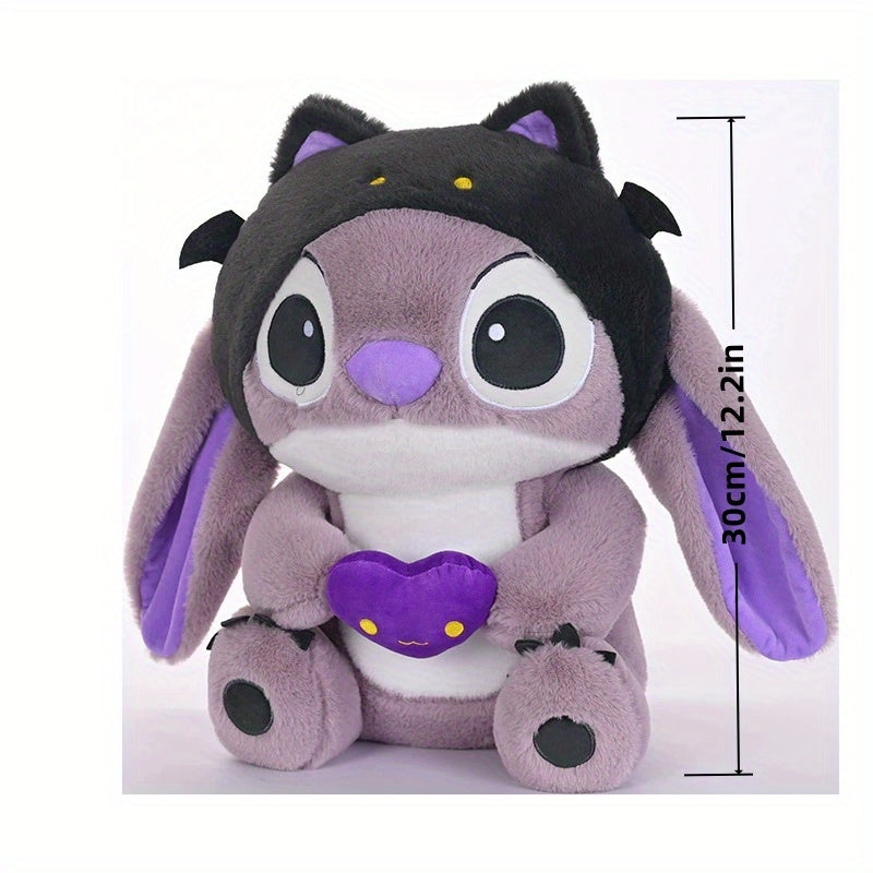 1pc Dark Devil Stitch Halloween Plush Toy - Purple Demon Anime Statue with Heart-Shaped Design, Cute Cartoonish Plush for Teens, Perfect Gift for Halloween, Christmas, Valentine's Day, Dorm & Car Decor