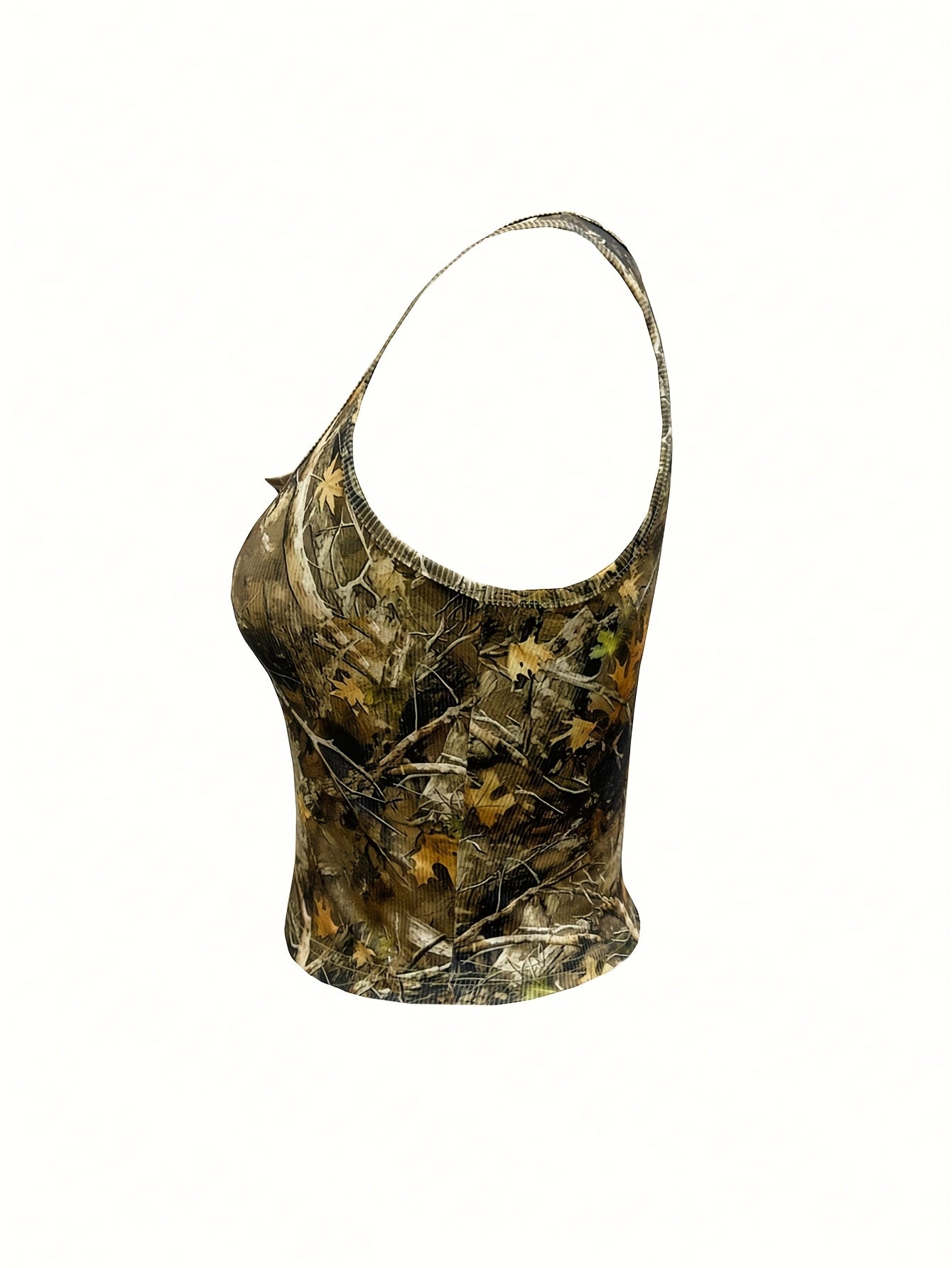 Women'S Camouflage Print Sleeveless Tank Top - Deep V-Neck Ribbed, Stretchy & Breathable Summer Casual Wear, Sleeveless Top|Camouflage Pattern Top|Stretchy Fabric