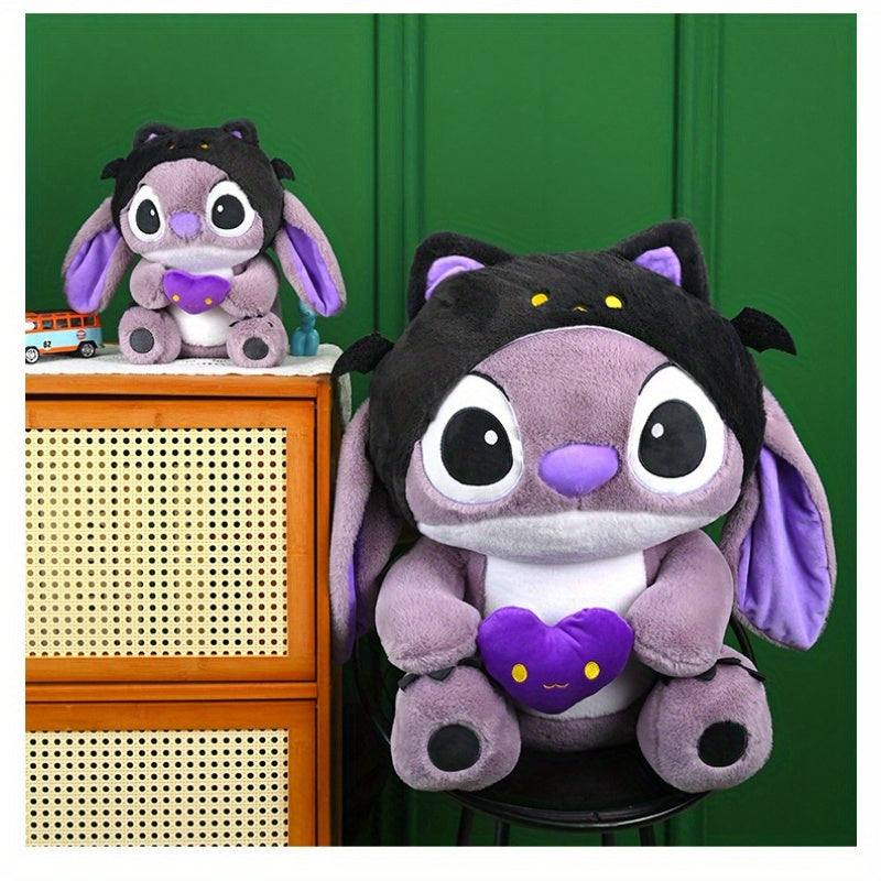 1pc Dark Devil Stitch Halloween Plush Toy - Purple Demon Anime Statue with Heart-Shaped Design, Cute Cartoonish Plush for Teens, Perfect Gift for Halloween, Christmas, Valentine's Day, Dorm & Car Decor