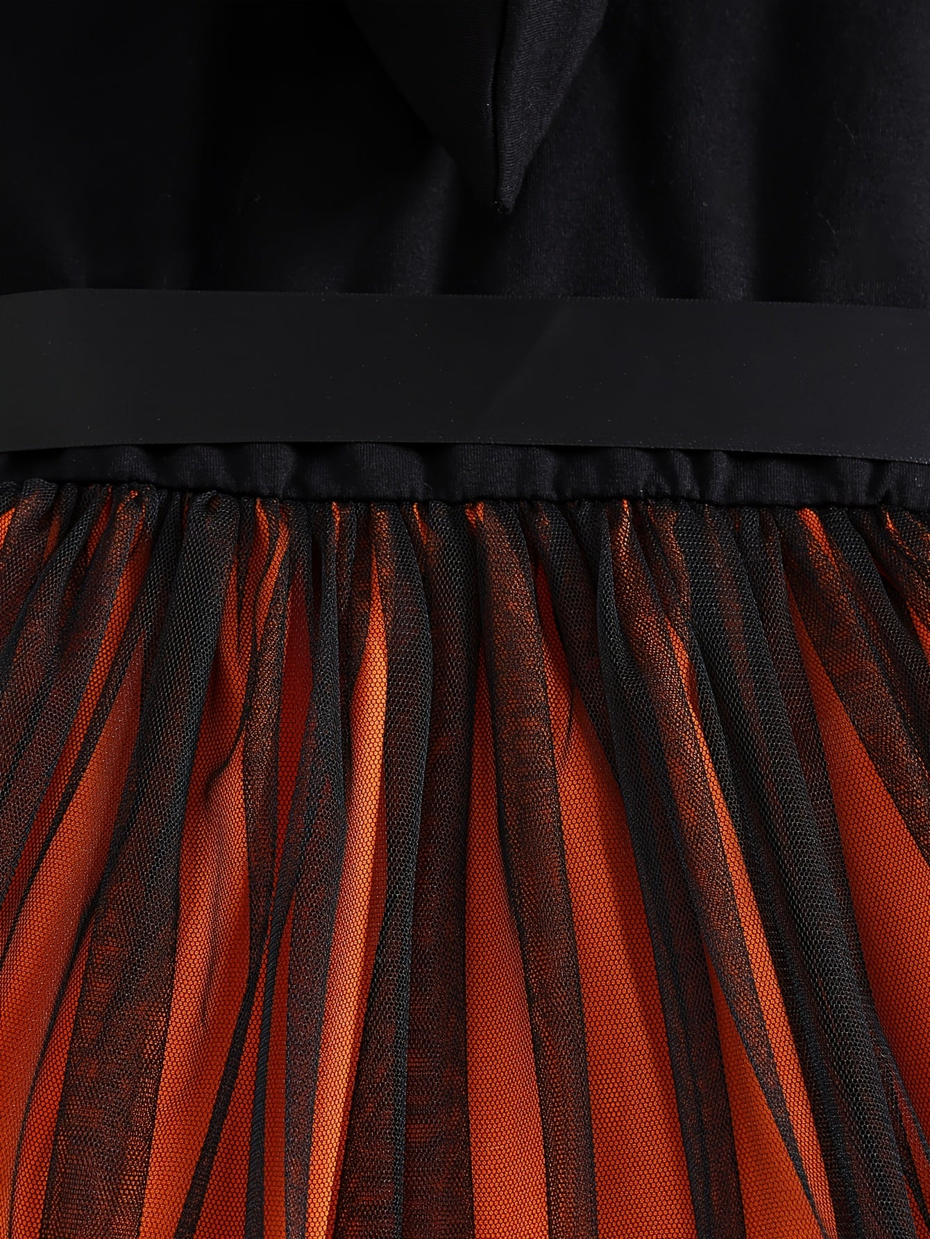 COVIVIKY Girls' Halloween Dress with Hooded Skull Design and Sheer Overlay in Orange