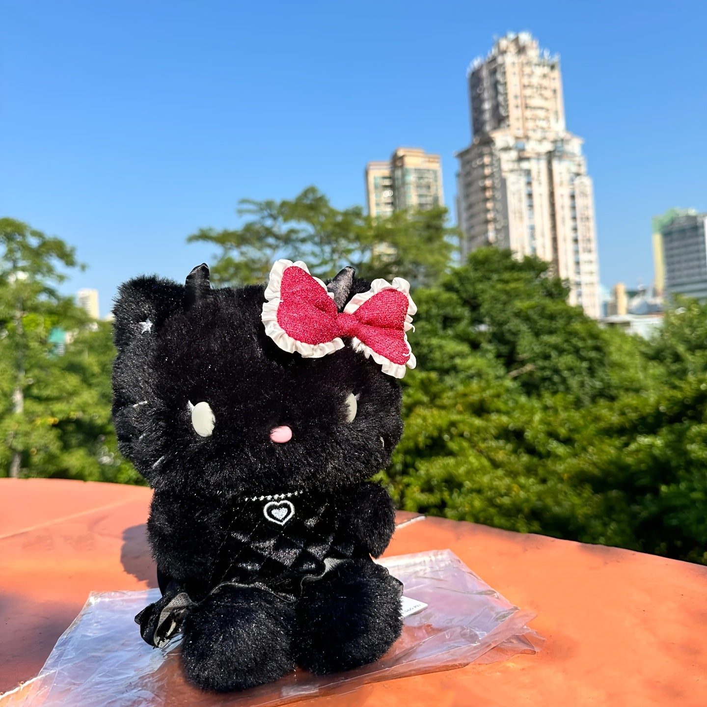 1 PS Sanrio Black Angel HelloKitty Novelty Doll Plush Toy, 9 Inch Cute HelloKitty Plush Doll Doll, Gift for Girls, Birthday Gift, Christmas Gift, New Year Gift