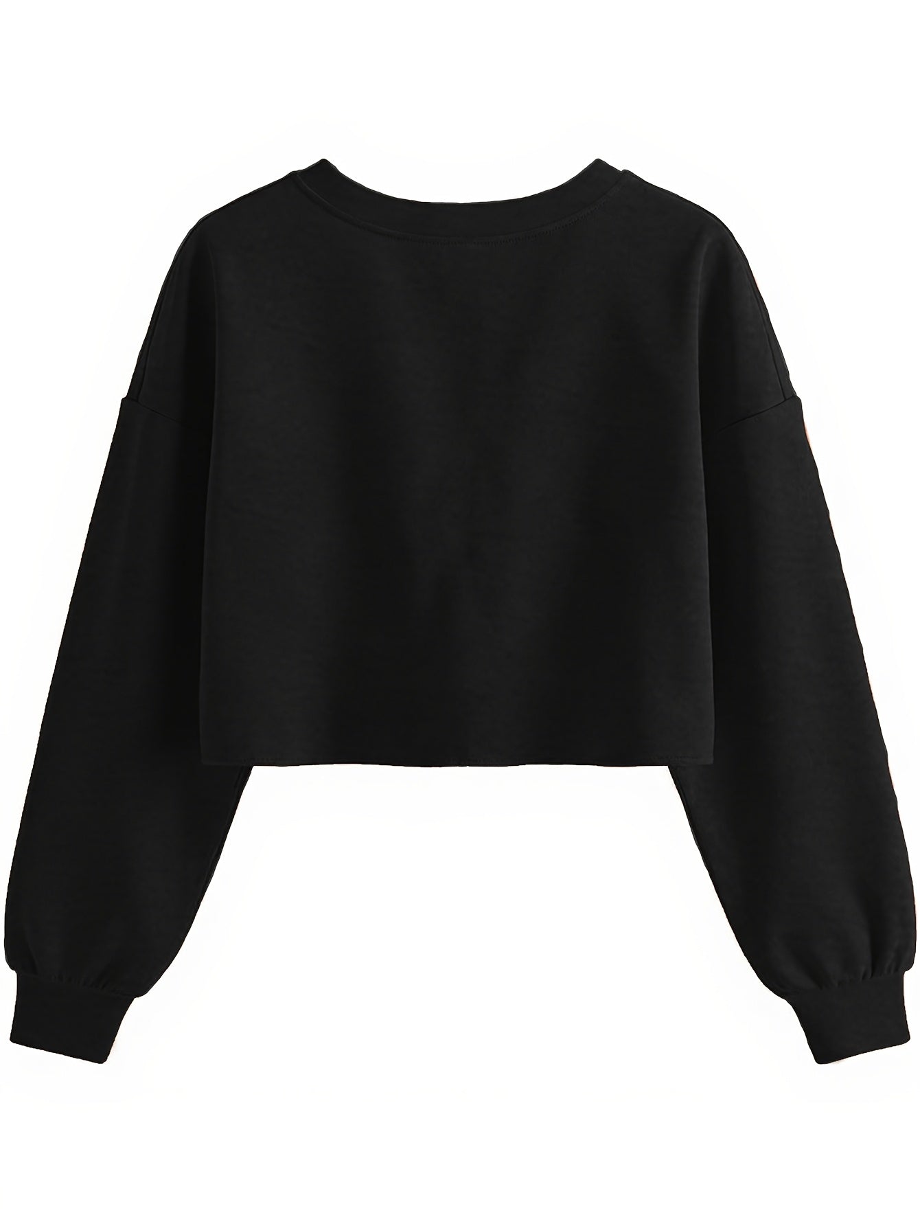 Women's Gothic Skull Print Long Sleeve Crop Top - Black & White Gothic Style Sweater with Round Neck, Machine Washable Casual All-Season Shirt for Layering, Halloween Party Outfits & Casual Attire, Relaxed Fit Short Cropped D