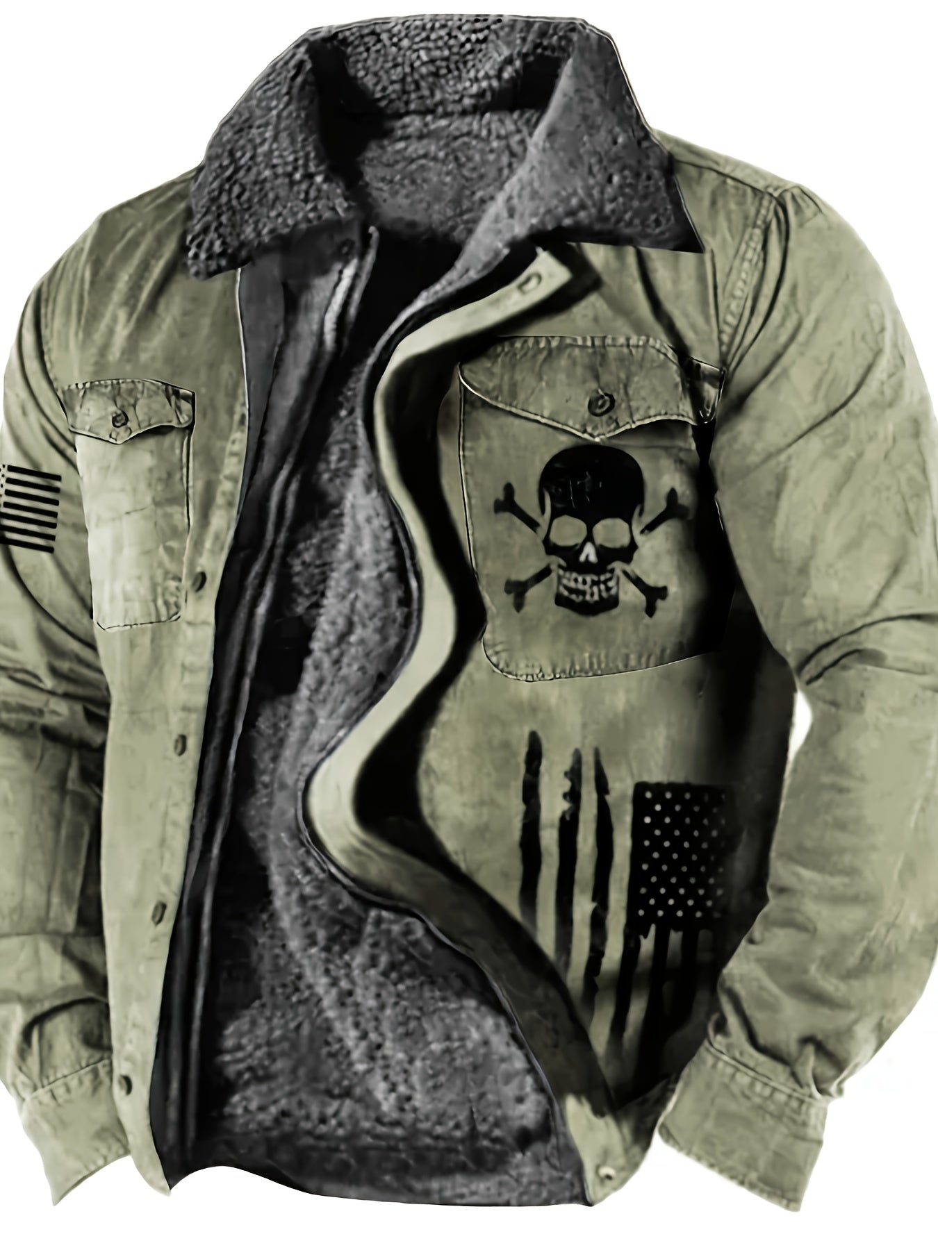 Men's Gothic Skull & Biker Jacket - Heavy-Duty Winter Coat with Full-Zip Front, Thermal Lining - Machine Washable Outerwear for Motorcycle Riding, Casual & Formal Events - Purple & Black Gothic Style Jacket with Skull Print,