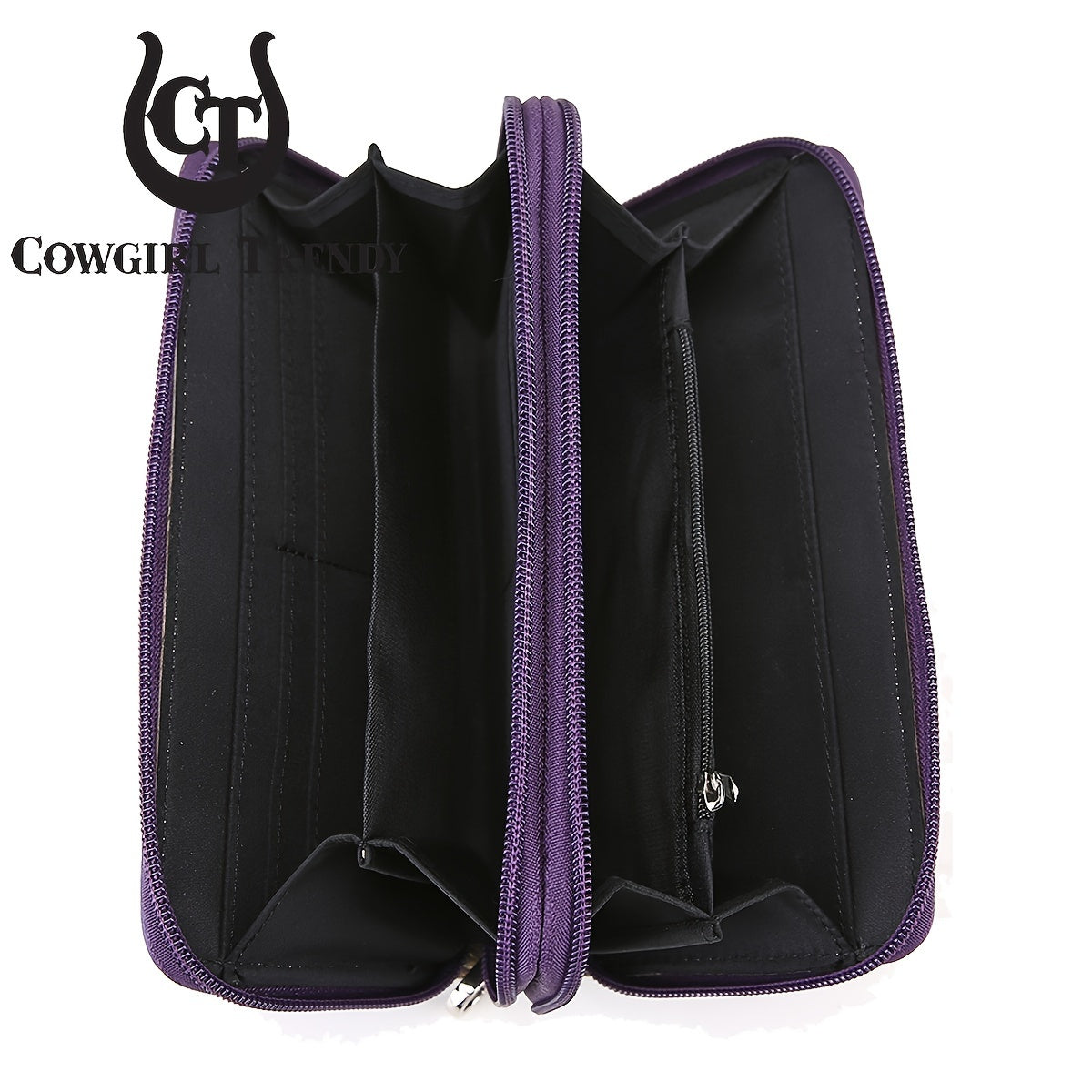Women'S Western Cowboy Purse and Wallet Set - Synthetic Faux Leather Handbag with Zipper Closure, Structured Shoulder Bag & Wallet Combo in Light Blue, Brown, Purple, Black - for Everyday, Formal, Western Events - Easy-to-Cle