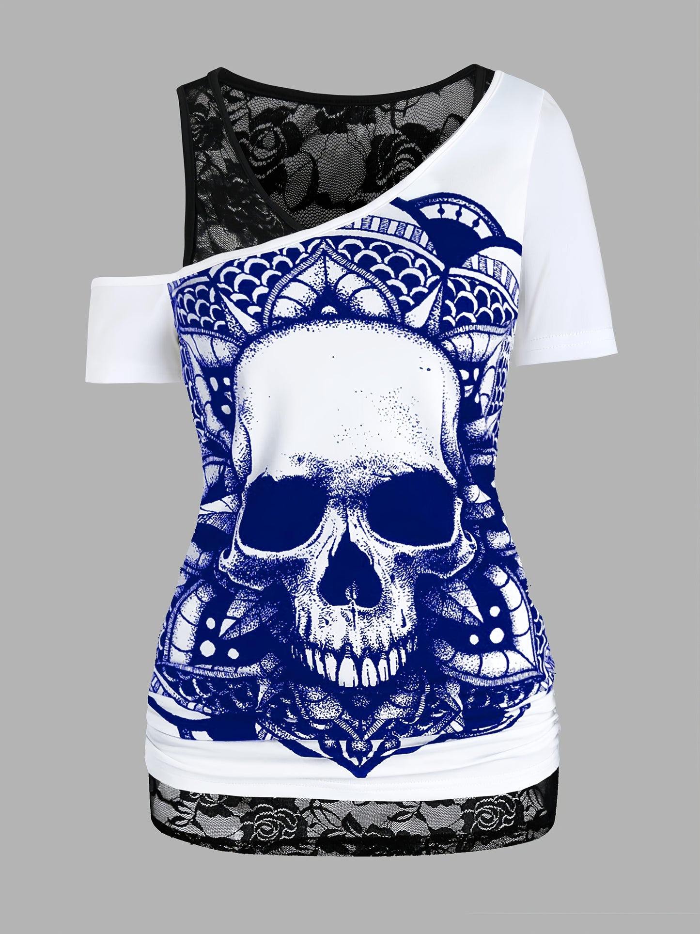 Dark Patterned Lace Two-Piece T-Shirt - Targeted Development for Stylish Casual Wear