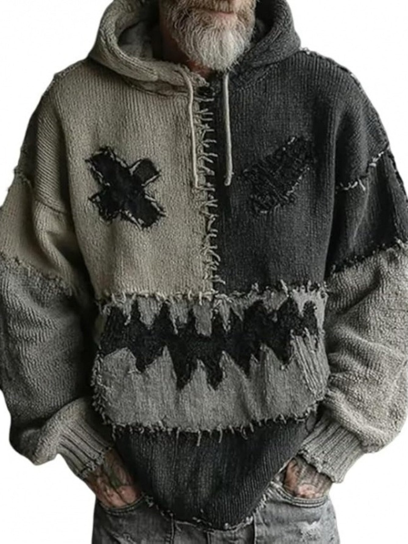 Men'S Gothic Halloween Sweatshirt - Skeleton Print Drop Shoulder Pullover with Hooded Collar, Loose Fit Long Sleeve Streetwear Jacket for Costume Parties, Halloween Clothes, Party Attire, Edgy Fashion, Durable Fabric, Streetw