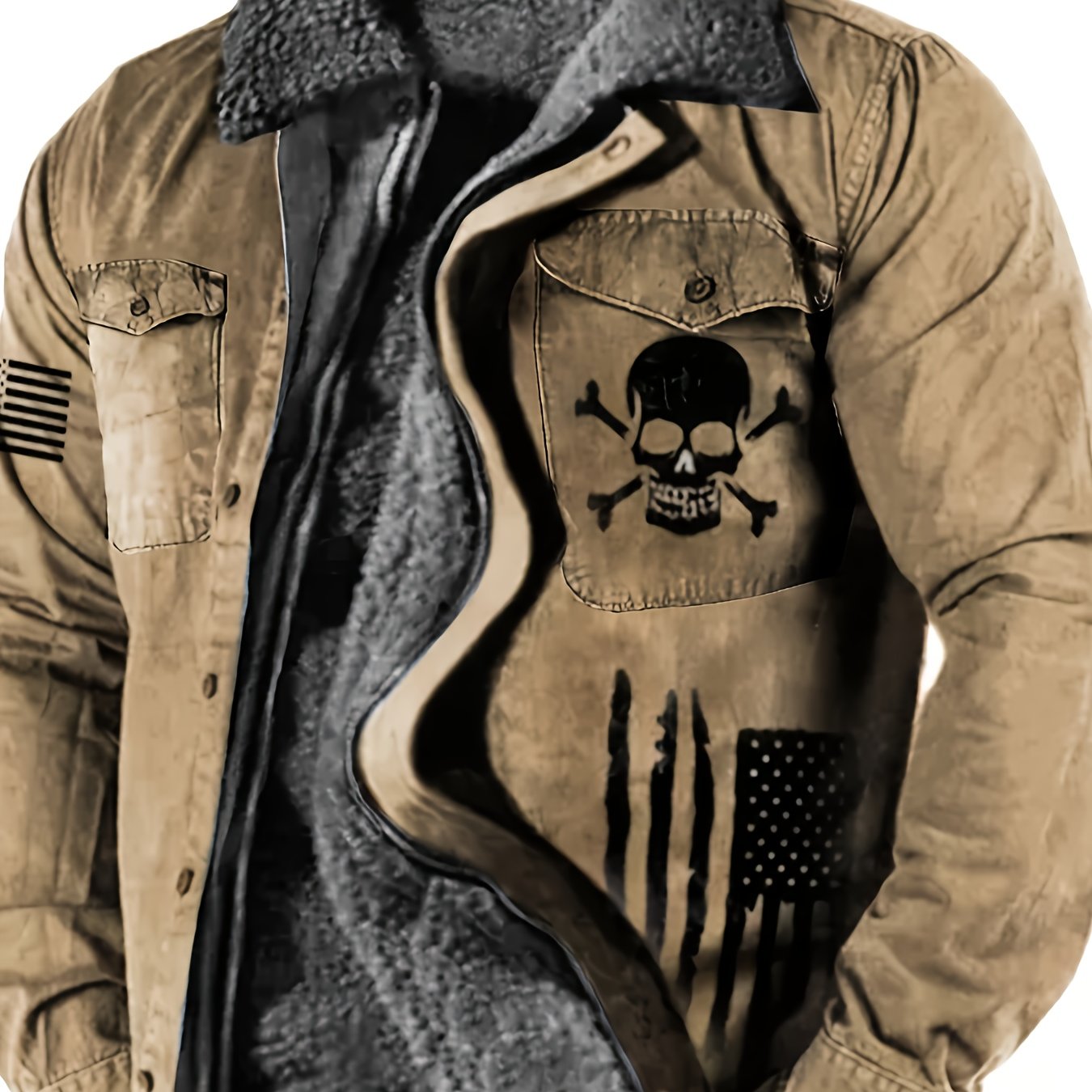 Men's Gothic Skull & Biker Jacket - Heavy-Duty Winter Coat with Full-Zip Front, Thermal Lining - Machine Washable Outerwear for Motorcycle Riding, Casual & Formal Events - Purple & Black Gothic Style Jacket with Skull Print,