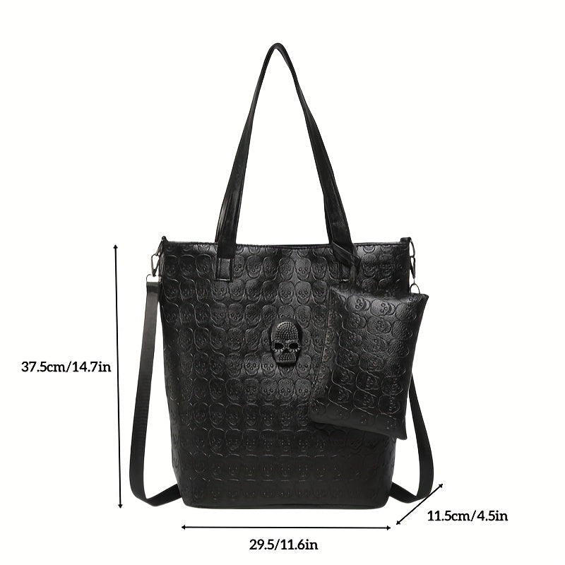 Women's Vintage Skeleton Flower Pattern Crossbody Bag - Halloween Slant Backpack with Detachable Strap, Zipper Closure, & Polyester Lining, Hand Washable Black Handbag for Casual & Party Use