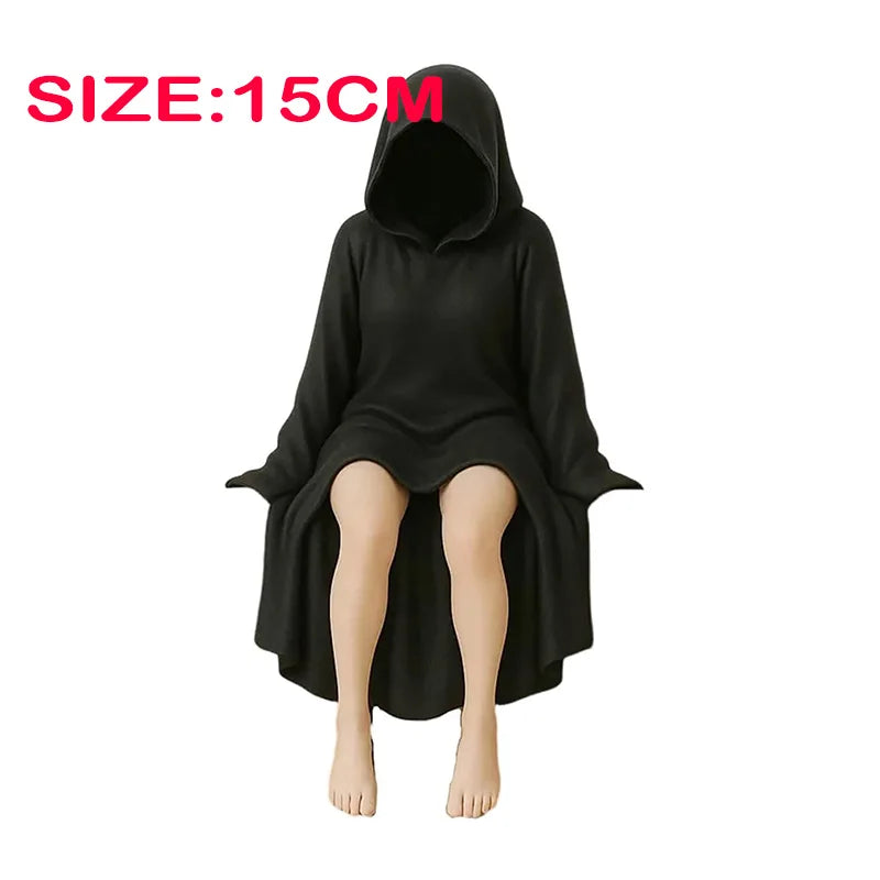 8/10/15CM Gothic Statue Sitting Resin Ornaments Mysterious Bookshelf Sculptures Ghost Black Horror Robe Desktop Home Room Decor