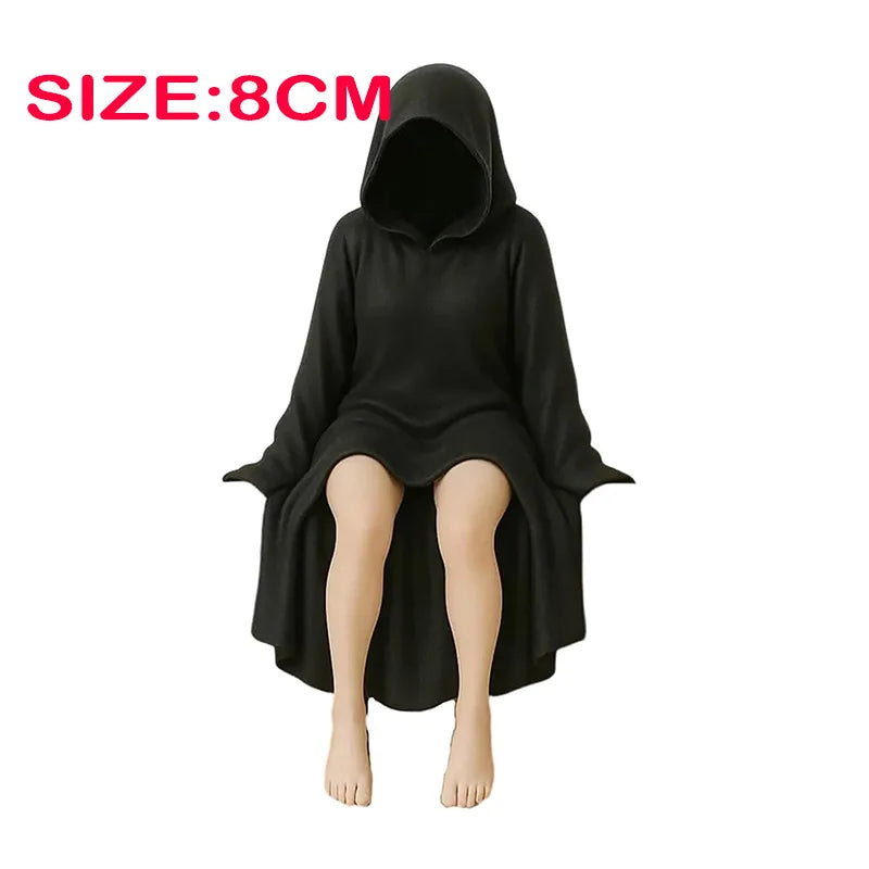 8/10/15CM Gothic Statue Sitting Resin Ornaments Mysterious Bookshelf Sculptures Ghost Black Horror Robe Desktop Home Room Decor