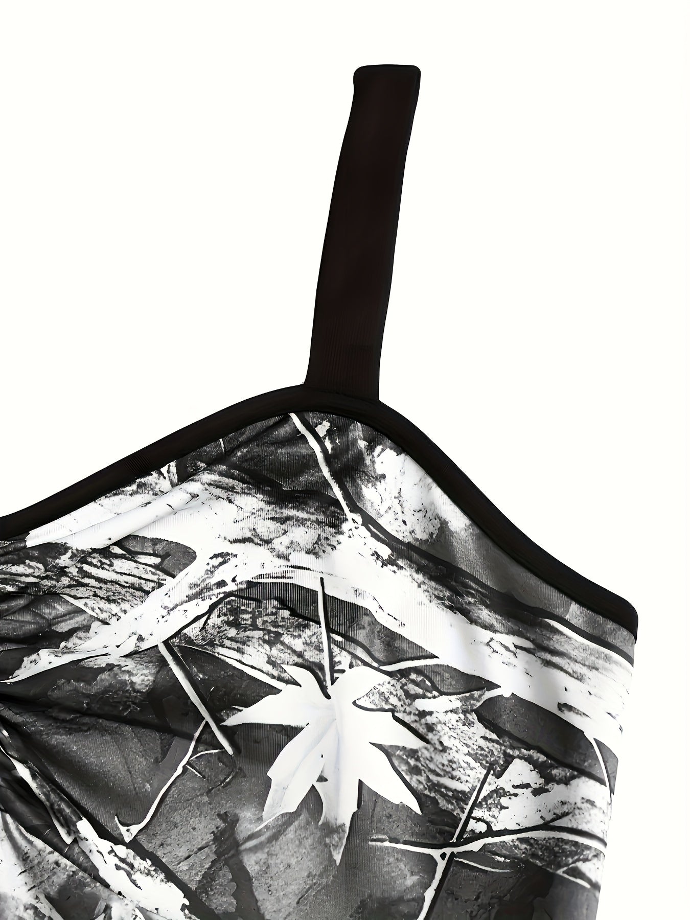 Women's Casual Sleeveless Off-Shoulder Mini Dress with Leaf & Branch Camo Print, Adjustable Waist Tie Belt, Ruched Bust Detail - Machine Washable Stretchy for Spring Summer Fall