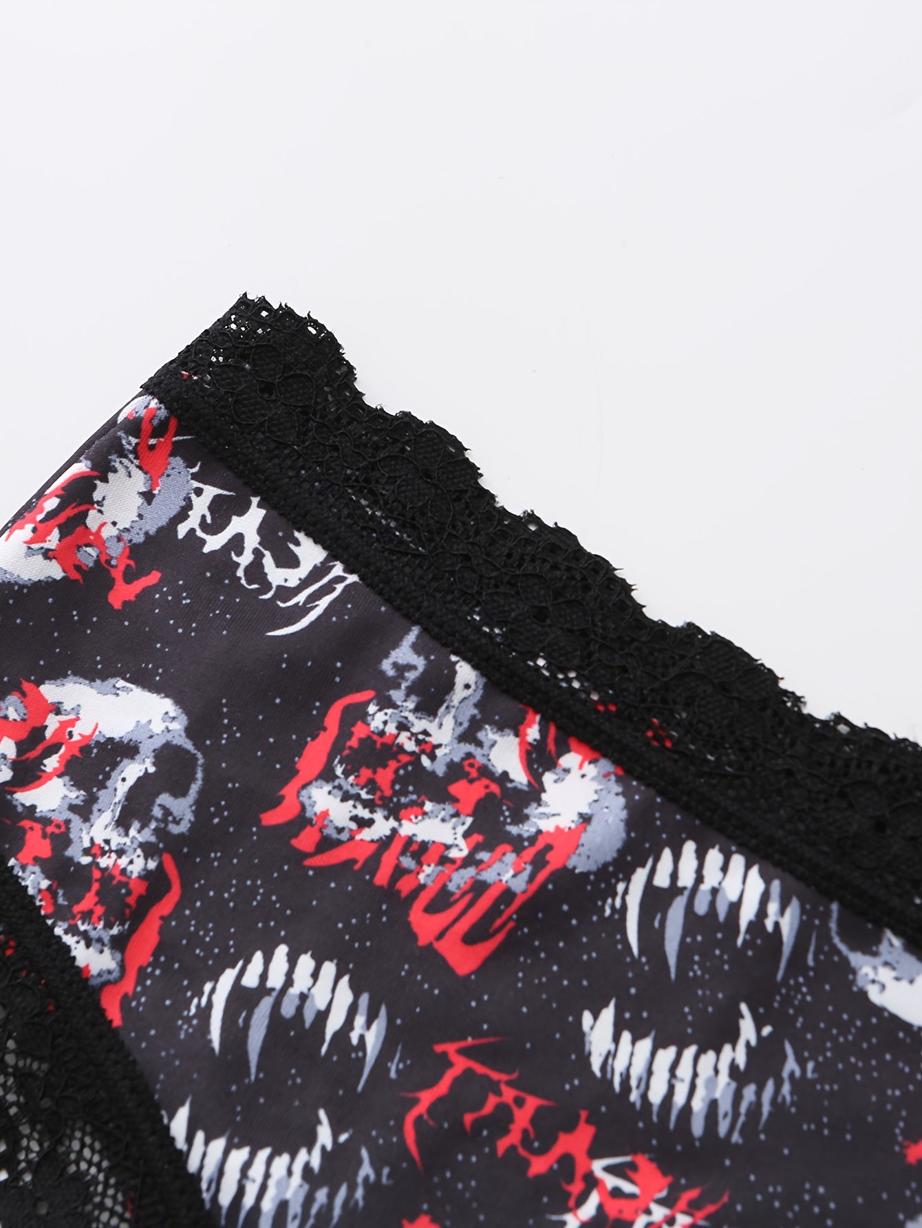 10pcs MORVIA Women'S Gothic Chic Low-Rise Bikinis - Contrast Lace, Halloween Skull & Eyeballs & Stars Print, Comfortable Hipster Panties - Assorted Styles, Perfect Gift for Special Occasions or Daily Wear, Halloween Underwear