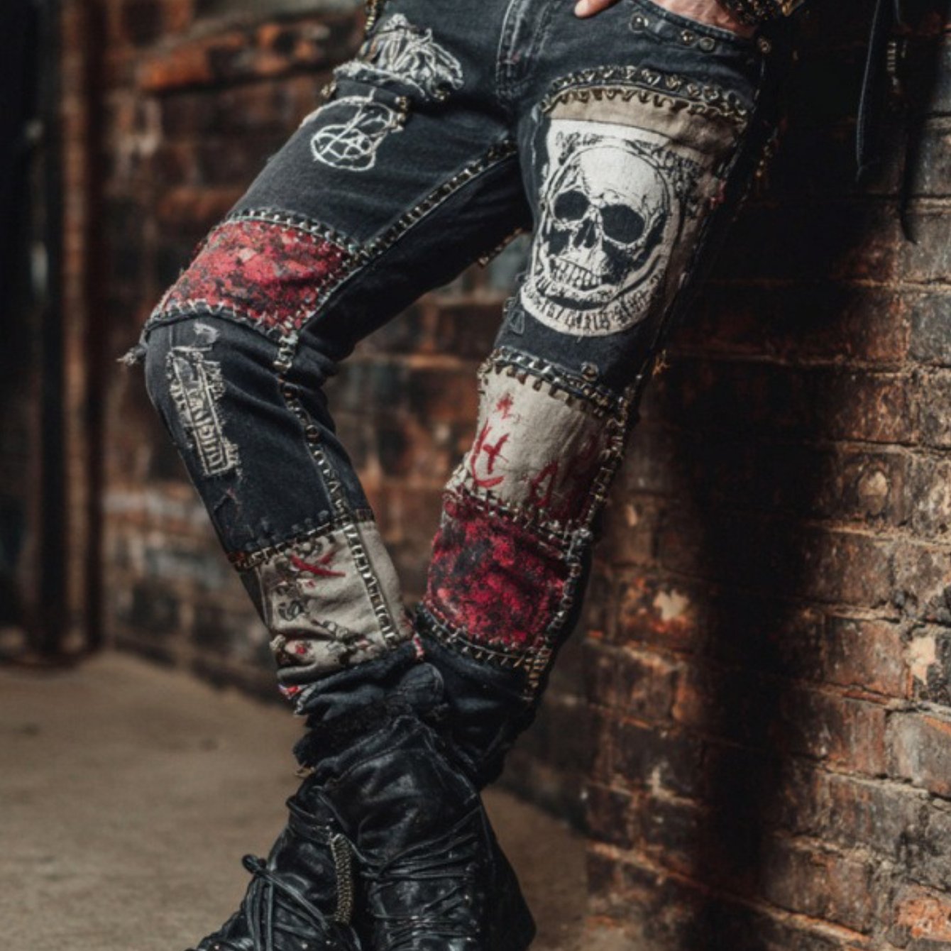 Women's Glow in The Dark Skeleton Jeans - 3D /Blacklight Reactive Light Up Bone & Skull Print, High Waisted Stretch Skinny Denim Pants for Gothic Rave Party Outfits, Nightclub Wear & Year-Round Costume