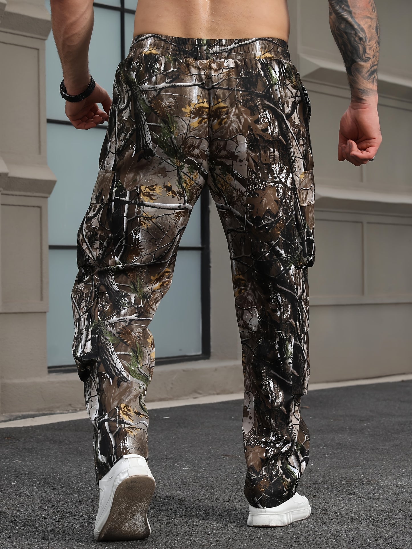 Men'S Leaf Camo Cargo Pants - Loose Fit Tactical Pants with Multiple Utility Pockets, All-Season Outdoor Work & Hiking Pants in Brown/Black/Green Camouflage for Hunting, Construction, Everyday Carry - Non-Stretch Fabric, Hiki