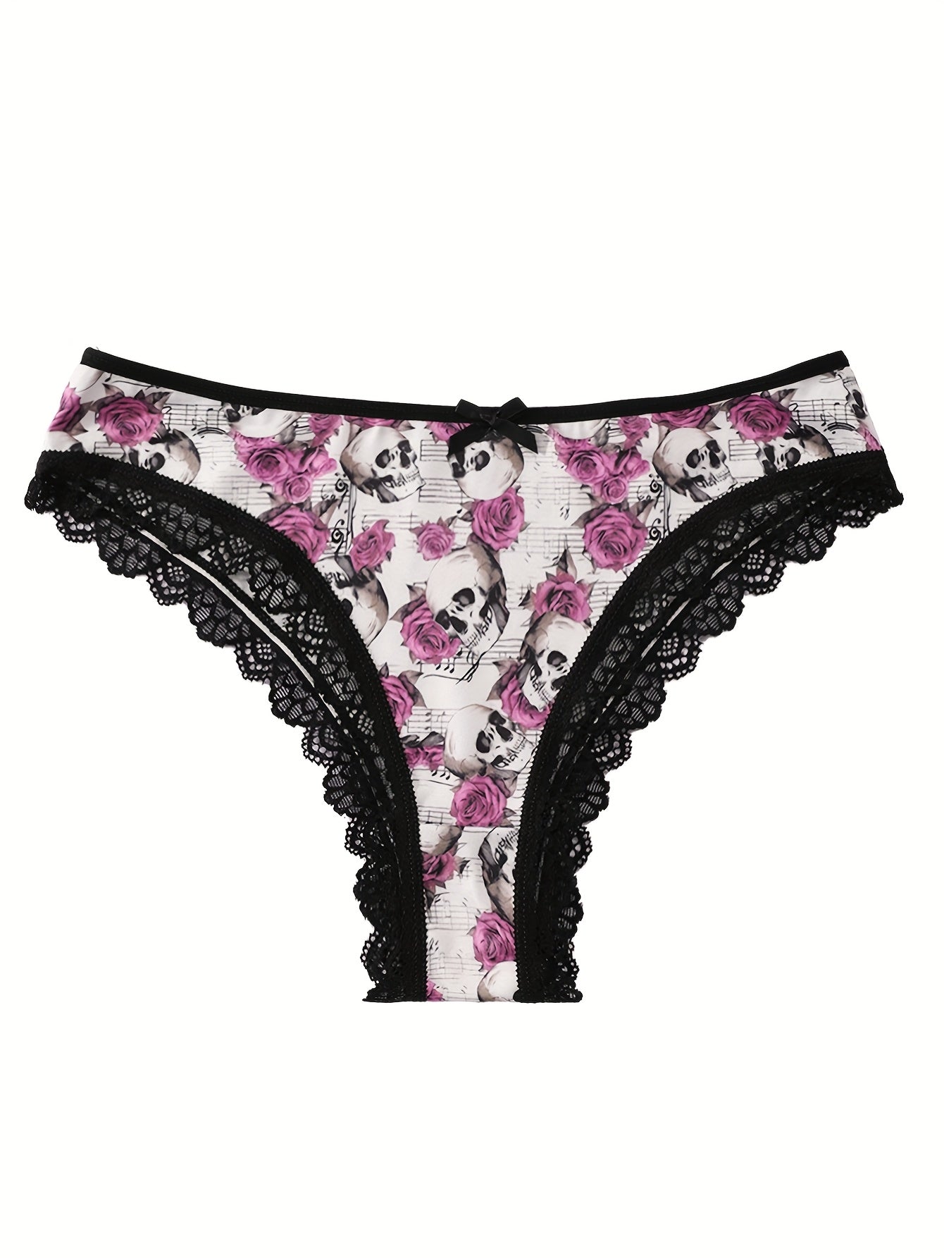 4pcs Women's Gothic Portraits Skeleton decorations & Ghost Costumes Print Panties,Halloween decor,Breathable High Elasticity Underwear, Sexy Ladies Lingerie Set, Halloween Gift Ideas.