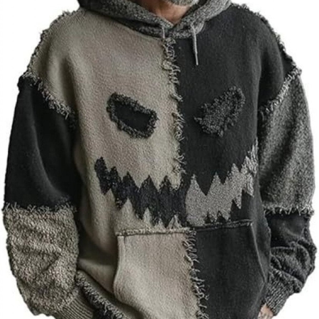 Men'S Gothic Halloween Sweatshirt - Skeleton Print Drop Shoulder Pullover with Hooded Collar, Loose Fit Long Sleeve Streetwear Jacket for Costume Parties, Halloween Clothes, Party Attire, Edgy Fashion, Durable Fabric, Streetw