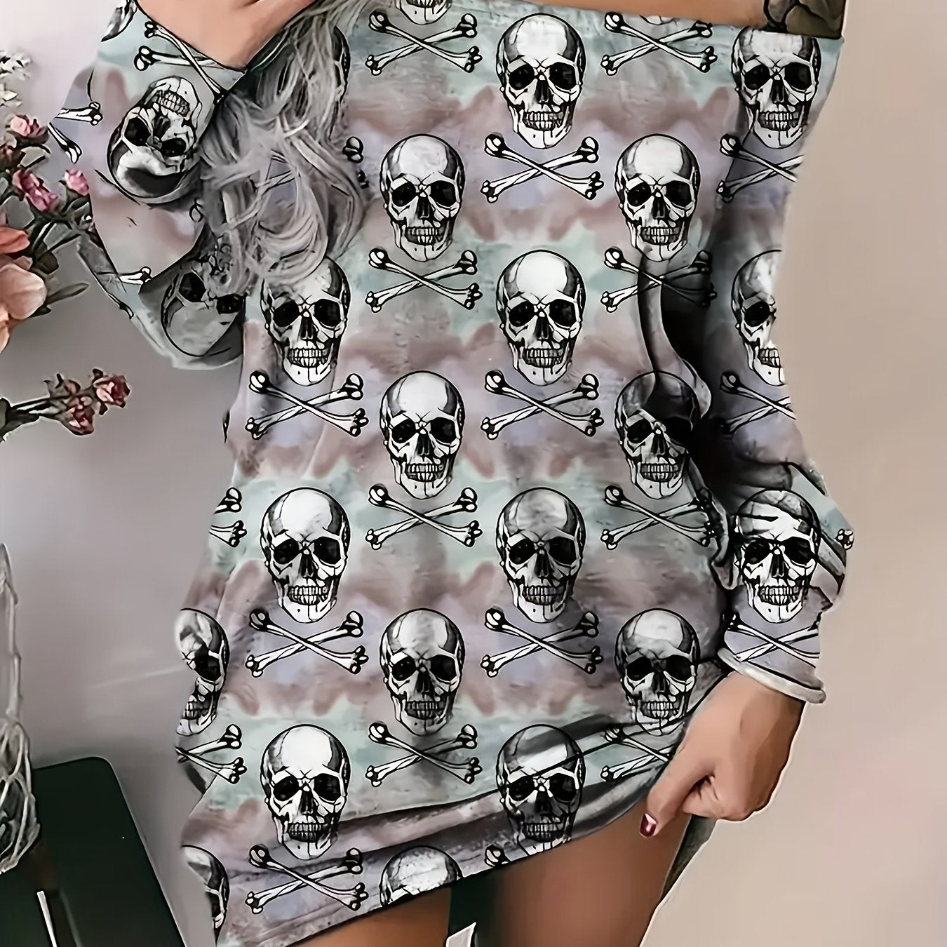 Women'S Halloween Party & Everyday Gothic dress - One-Shoulder/Off-the-Shoulder long dress, Formal & Casual Outfits for Halloween, Themed Events, Casual Attire - Women'S Fashion Clothing, Halloween Clothes, Seasonal Event Att