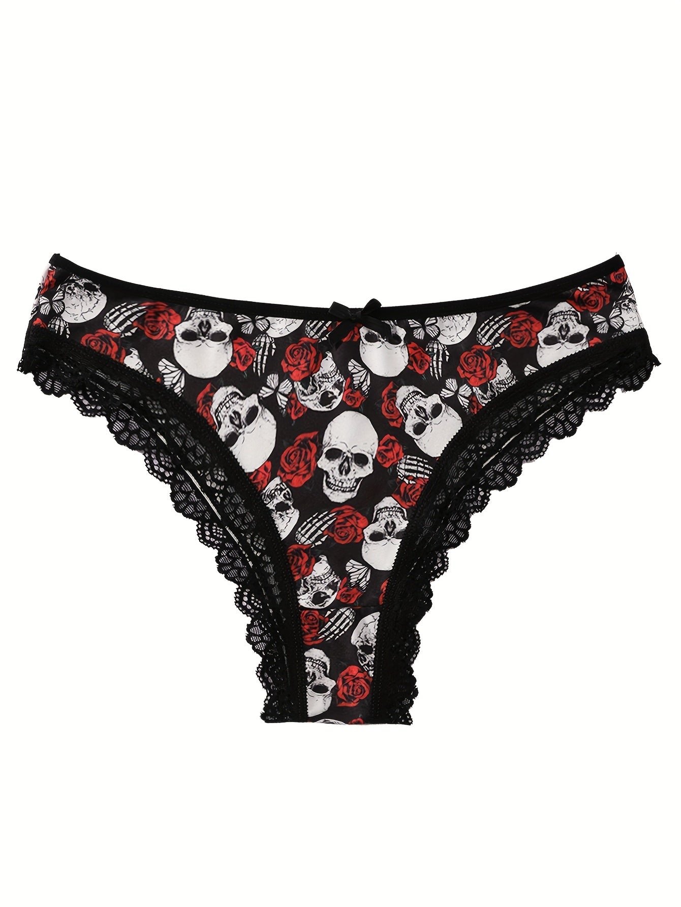 4pcs Women's Gothic Portraits Skeleton decorations & Ghost Costumes Print Panties,Halloween decor,Breathable High Elasticity Underwear, Sexy Ladies Lingerie Set, Halloween Gift Ideas.