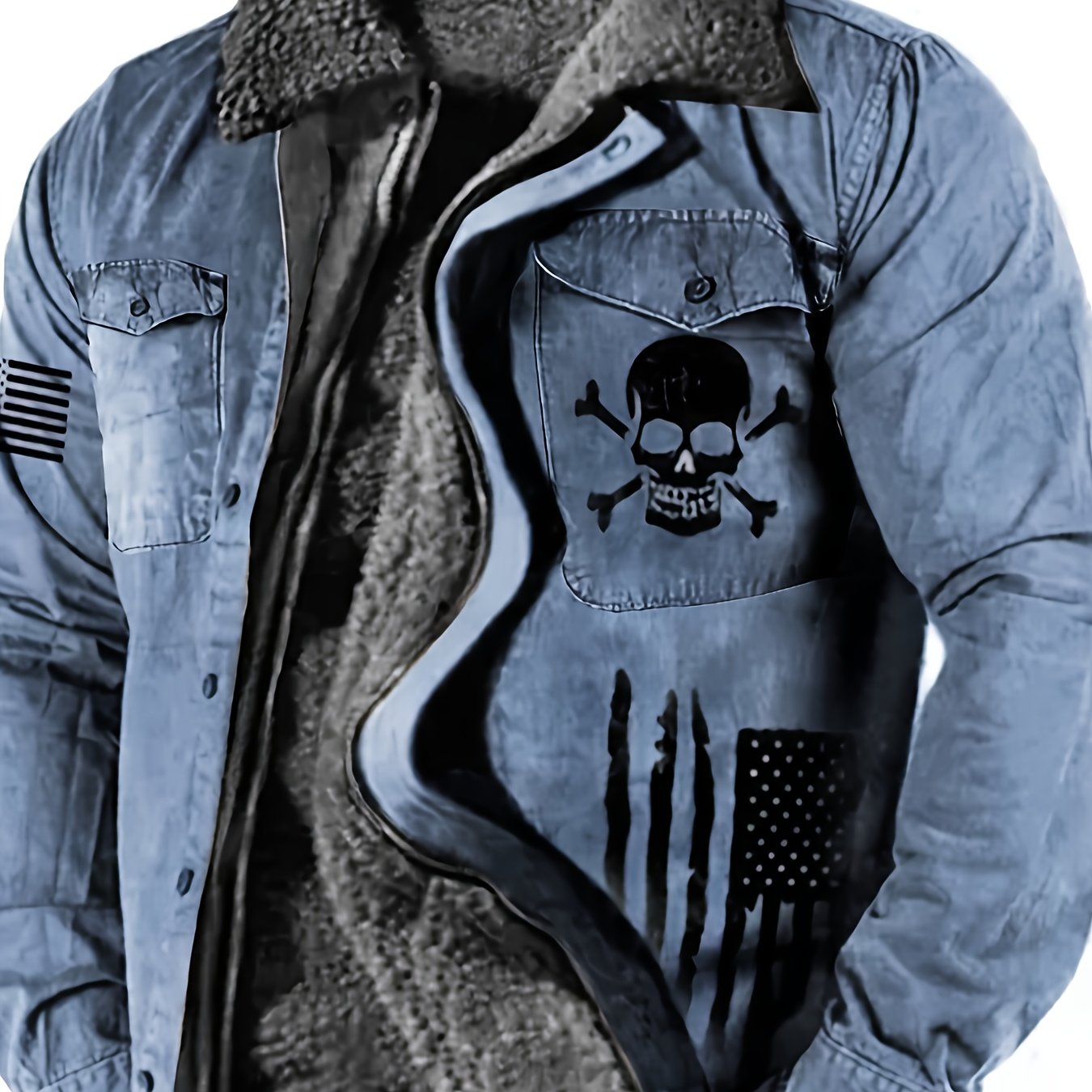 Men's Gothic Skull & Biker Jacket - Heavy-Duty Winter Coat with Full-Zip Front, Thermal Lining - Machine Washable Outerwear for Motorcycle Riding, Casual & Formal Events - Purple & Black Gothic Style Jacket with Skull Print,