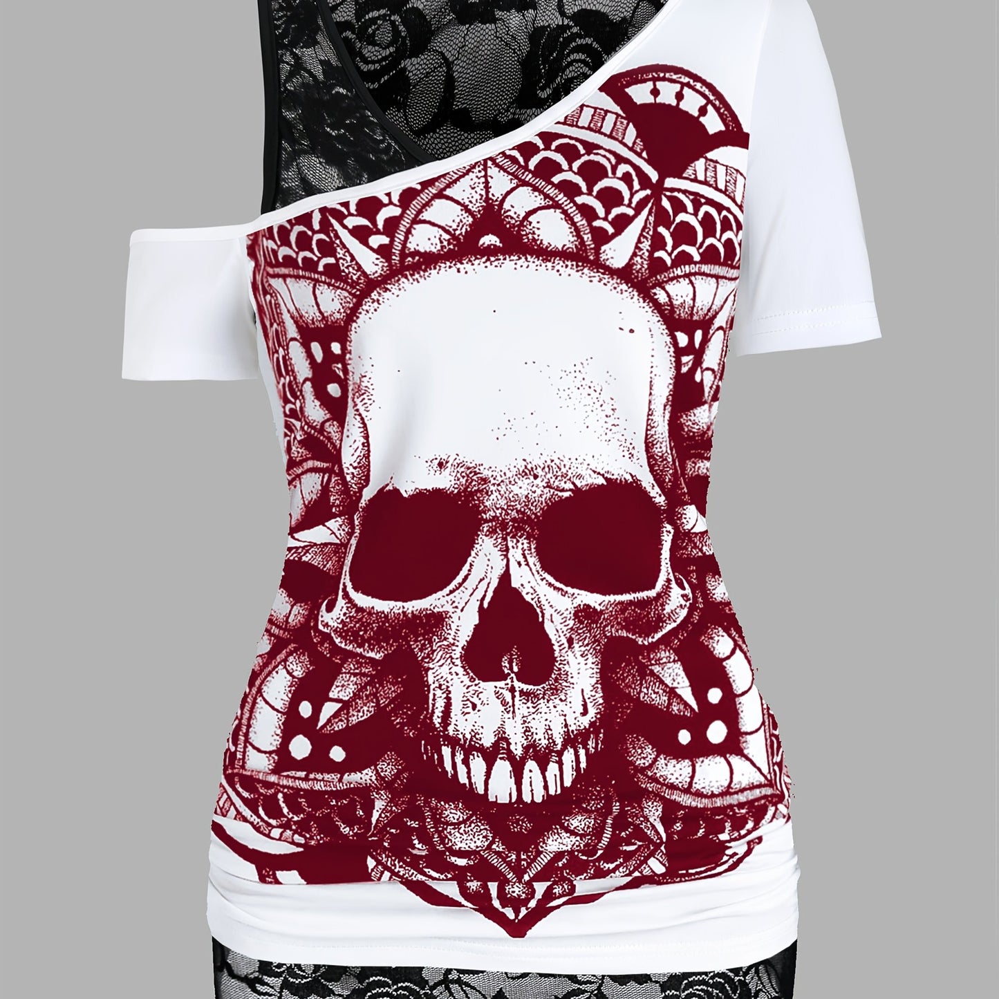Dark Patterned Lace Two-Piece T-Shirt - Targeted Development for Stylish Casual Wear