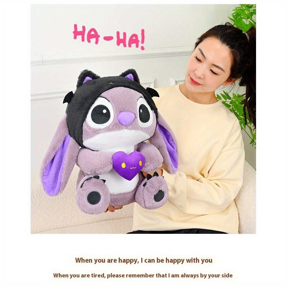 1pc Dark Devil Stitch Halloween Plush Toy - Purple Demon Anime Statue with Heart-Shaped Design, Cute Cartoonish Plush for Teens, Perfect Gift for Halloween, Christmas, Valentine's Day, Dorm & Car Decor