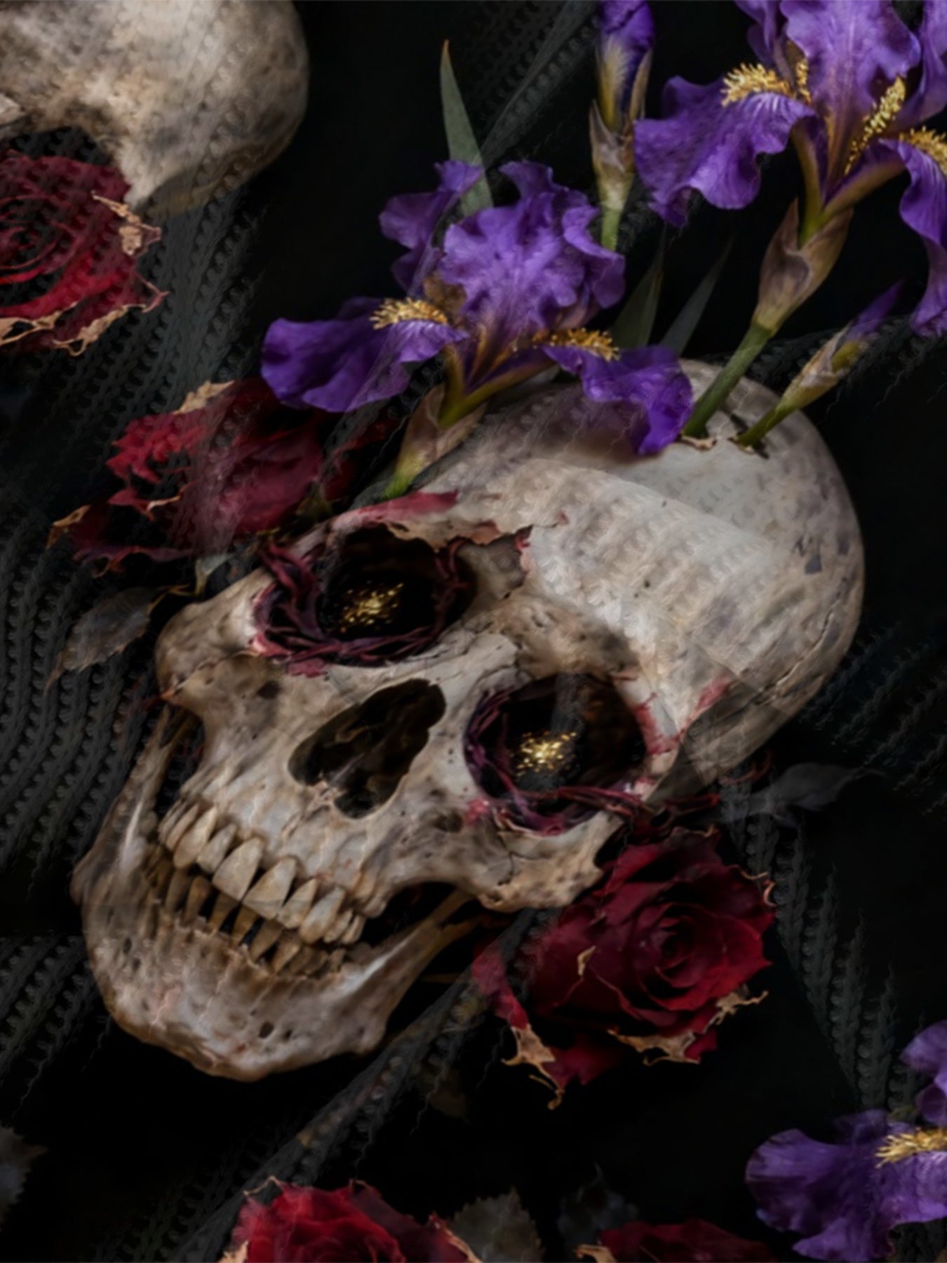 Women'S Gothic Victorian-Inspired Hooded Cardigan Sweater with Skull & Rose Pattern - Long Sleeve Loose Fit Button Front Closure, H-Line Silhouette, Split Hem - Cozy Fall Winter Outerwear for Halloween & Christmas, Casual to
