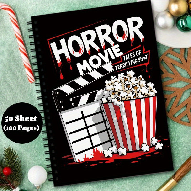 1pc Horror Movie Watching Logbook, Film Log Review Journal Notebook, Watch, Review And Record Horrible Films, Gift for Cinephiles Buffs Terror Movies Lovers, 50Sheet (100Pages)