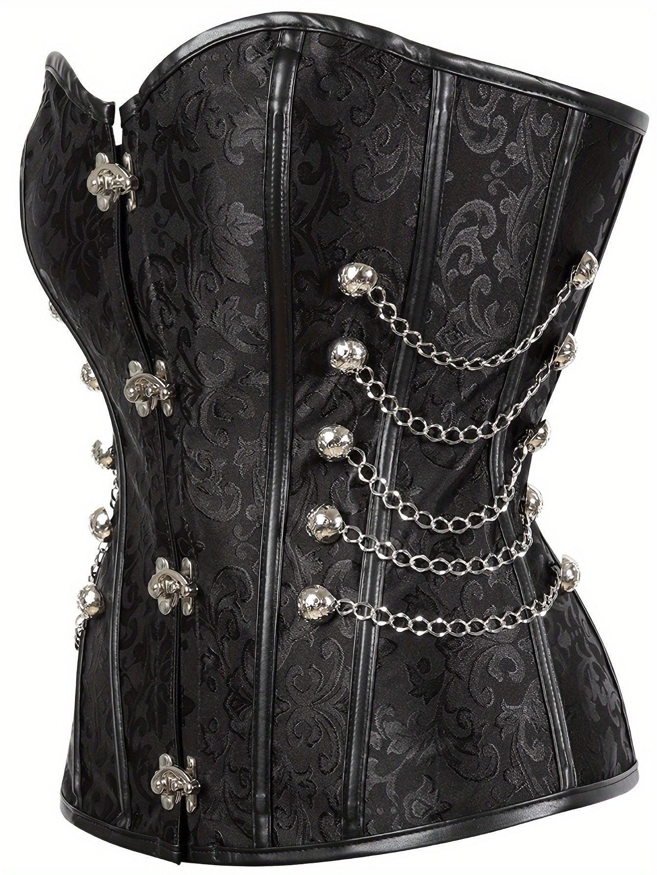 [Steampunk Corset] Steampunk Renaissance Women's Corset Top | Black Lace-Up Front, Off-Shoulder Design, Non-Stretch Fabric, Adjustable Straps | For Halloween, Pirate & Costume Parties