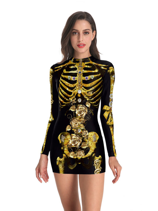 Women's Sexy Nurse Costume - Glow in The Dark Cross Uniform, Stretchy Bodycon Dress with White Cross & Red Print, Hand Washable Role Play Outfit for Halloween, Themed Parties & Cosplay (Adults)