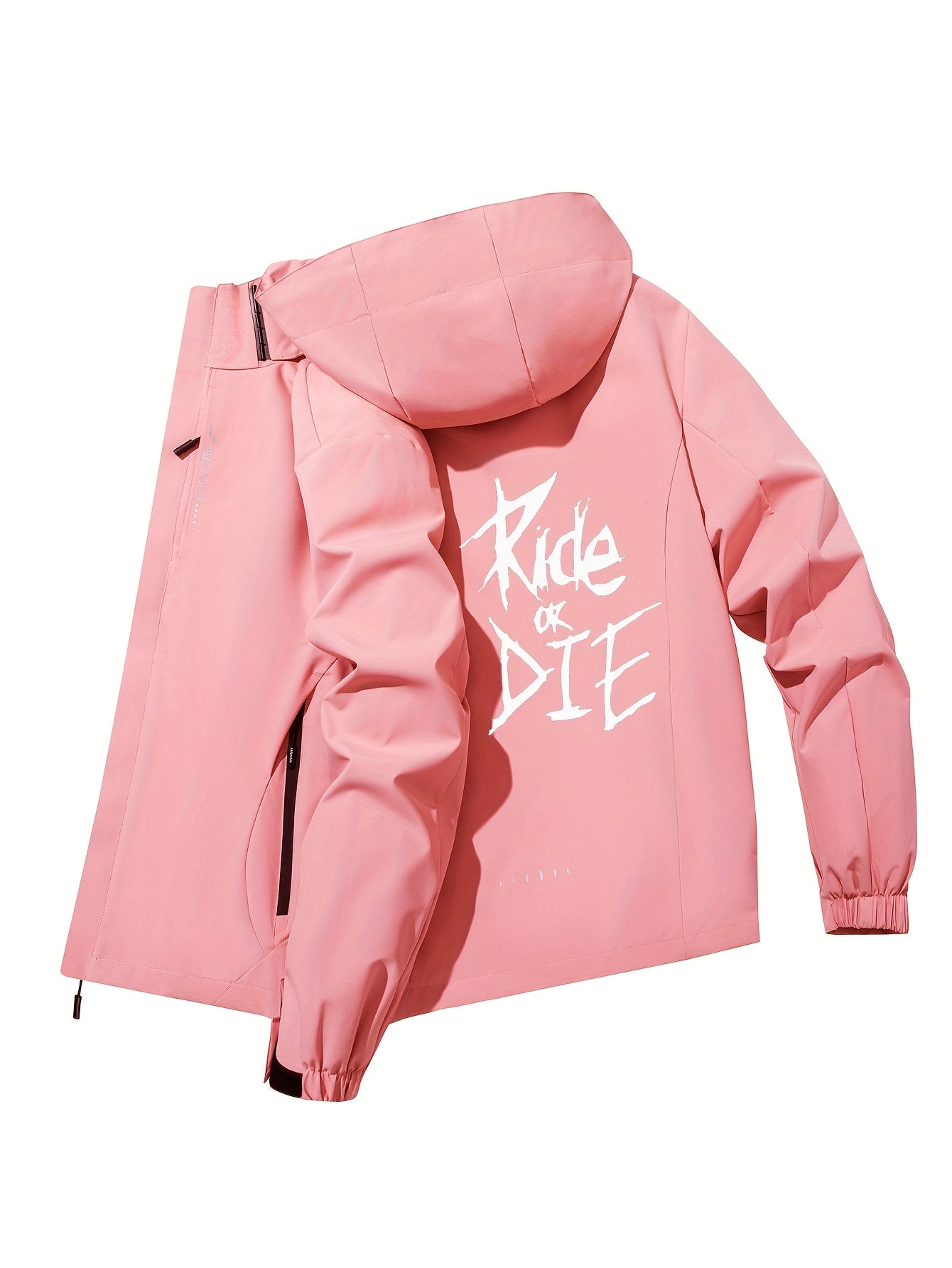 Women's Windproof Breathable Motorcycle/Outdoor Windbreaker Jacket with Removable Hood & "Ride or Die" Logo - Full-Zip Casual Coat for,, Training, Motorcycling Gear (Spring/Autumn), Training Jacket Women, Fall Jacket Women