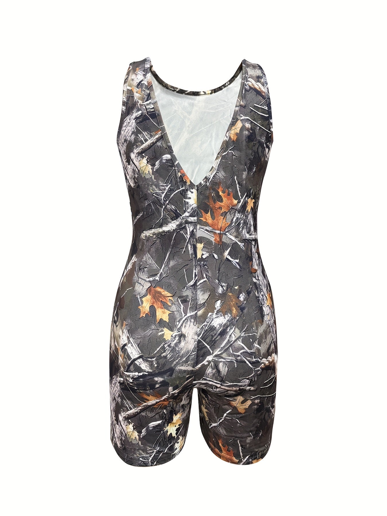 [Women's Jumpsuit] Women's Jumpsuit - Non-See-Through Outfit, Machine Washable, for Parties, Everyday & Formal Events - Spring/Fall/Summer Casual to Formal Attire, Party Attire, Natureinspired Print, Stretchy Fabric, Spring F
