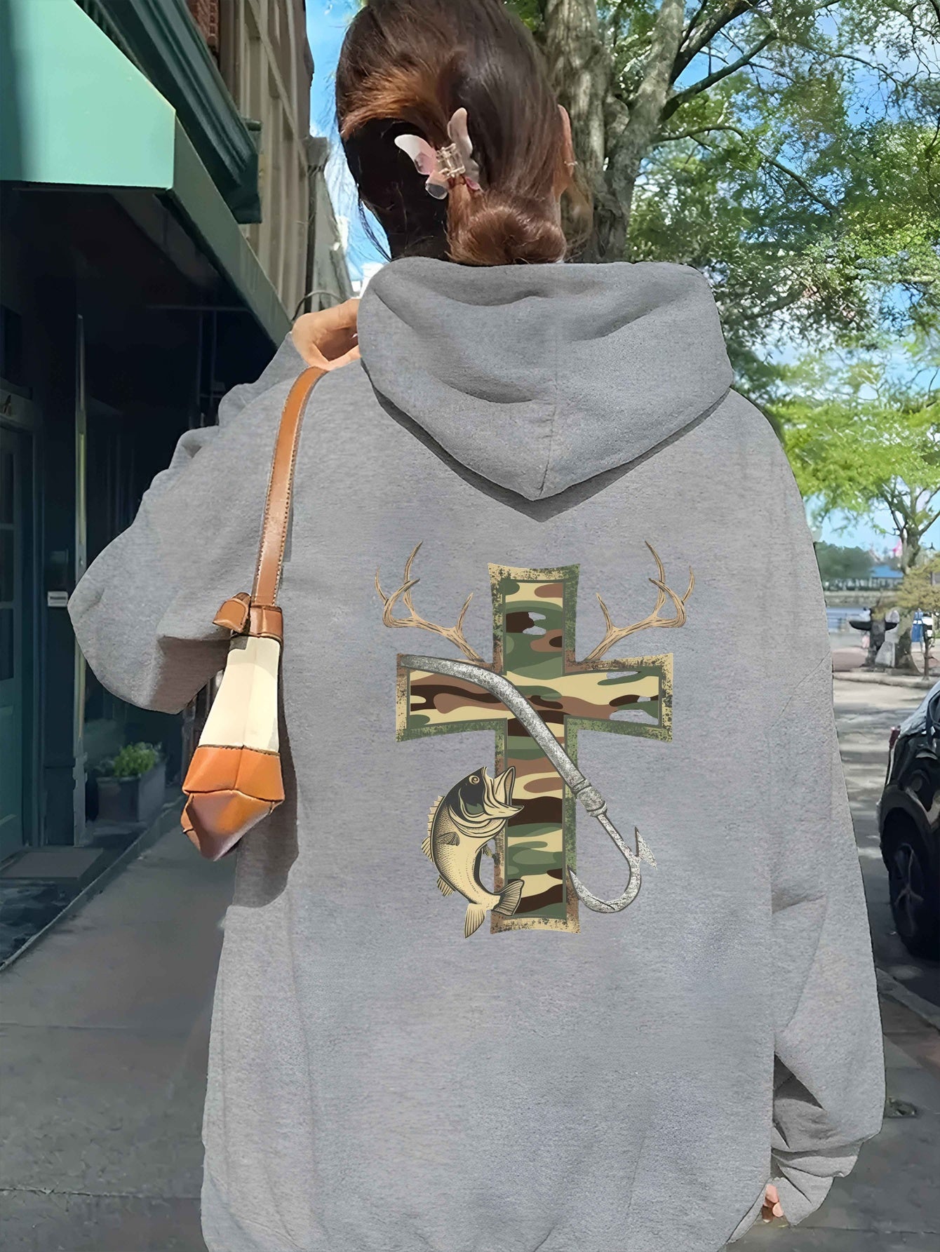 Teediy Cross with Camouflage Pattern Women'S Casual Hoodies