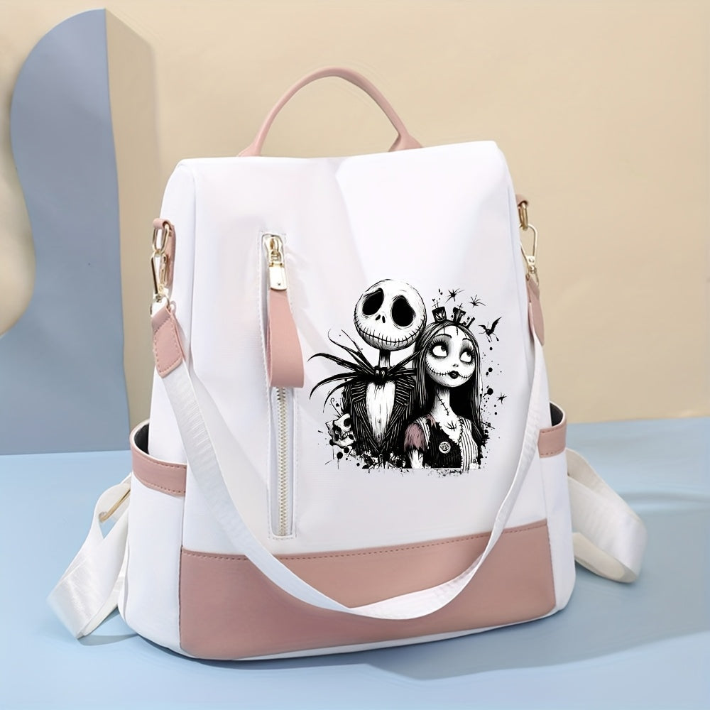 Disney Jack Skellington Print Backpack, Personal Item Travel Bag, Women'S Crossbody Bag, Weekend Makeup & Essentials Handbag for Daily Commute, Halloween, Christmas, New Year - Perfect Gift, Nightmare Before Christma Bag, Sch