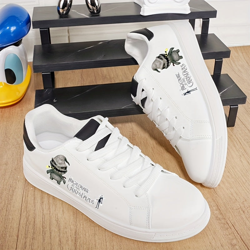 [Christmas Jack Skellington] Christmas Jack Skellington Sneakers - Black Casual Slip-On Shoes | Lightweight, All-Season Comfort, Ideal for Couples and Groups, Festive Gift Idea, Playful Design, Comfortable Footwear