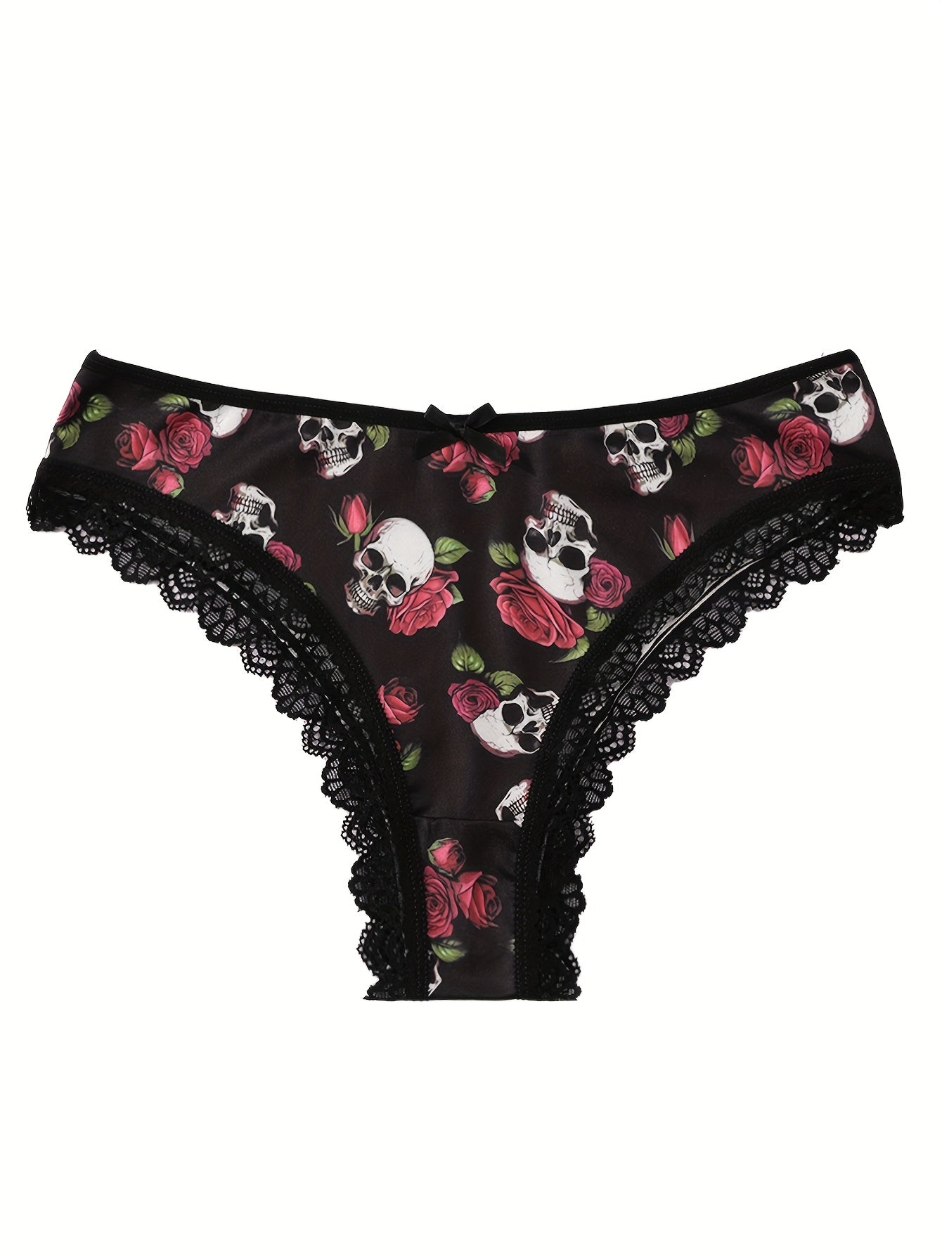 4pcs Women's Gothic Portraits Skeleton decorations & Ghost Costumes Print Panties,Halloween decor,Breathable High Elasticity Underwear, Sexy Ladies Lingerie Set, Halloween Gift Ideas.