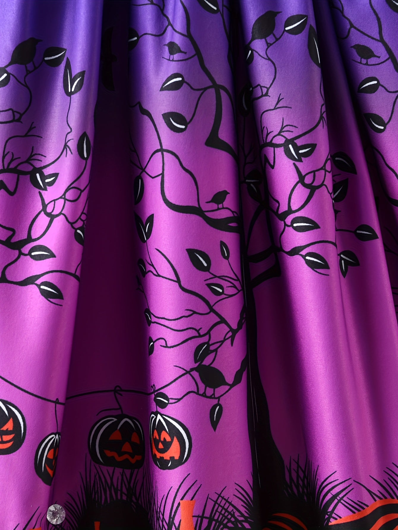 Girls' Autumn New Halloween Element Print Spliced Lace Long Sleeve + Drawstring Fashion Dress - The Best Choice for Halloween Gifts for Girls