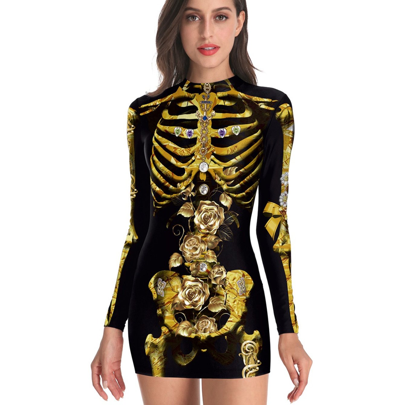 Women's Sexy Nurse Costume - Glow in The Dark Cross Uniform, Stretchy Bodycon Dress with White Cross & Red Print, Hand Washable Role Play Outfit for Halloween, Themed Parties & Cosplay (Adults)