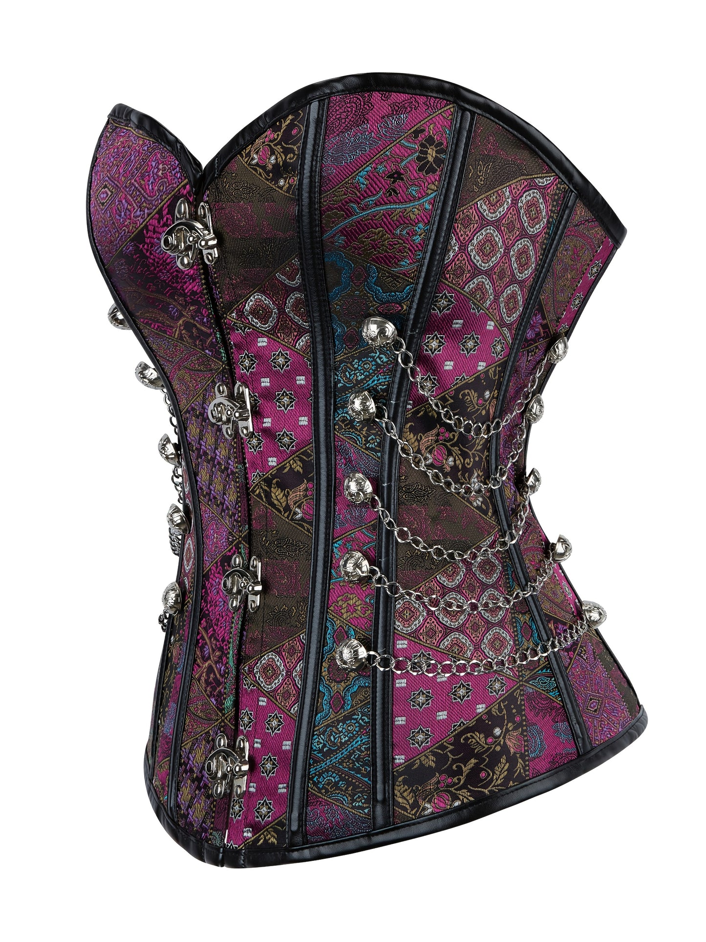 [Steampunk Corset] Steampunk Renaissance Women's Corset Top | Black Lace-Up Front, Off-Shoulder Design, Non-Stretch Fabric, Adjustable Straps | For Halloween, Pirate & Costume Parties