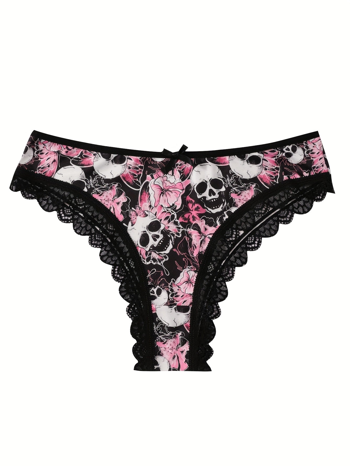 4pcs Women's Gothic Portraits Skeleton decorations & Ghost Costumes Print Panties,Halloween decor,Breathable High Elasticity Underwear, Sexy Ladies Lingerie Set, Halloween Gift Ideas.