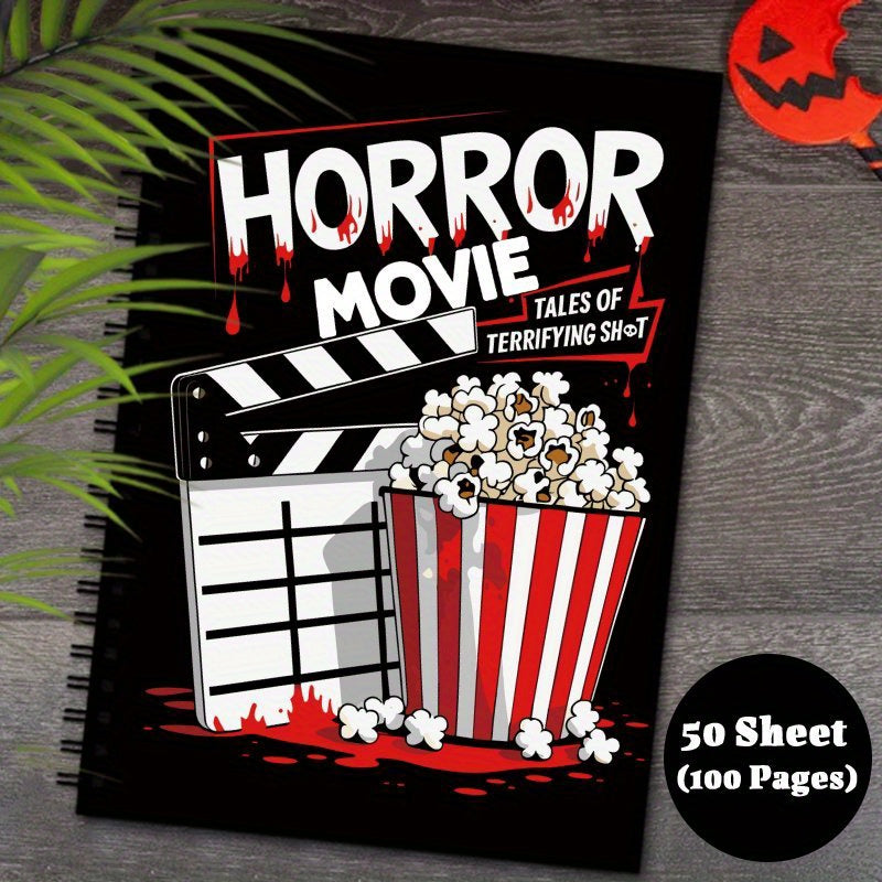 1pc Horror Movie Watching Logbook, Film Log Review Journal Notebook, Watch, Review And Record Horrible Films, Gift for Cinephiles Buffs Terror Movies Lovers, 50Sheet (100Pages)