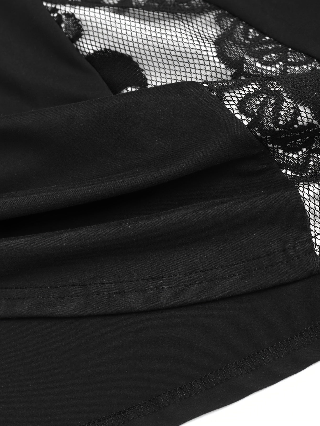 Elegant Off-Shoulder Black Dress with White Lace Panel & Skull Detail - Vintage-Inspired, Stretchy Polyester Blend, Machine Washable - Perfect for All Seasons