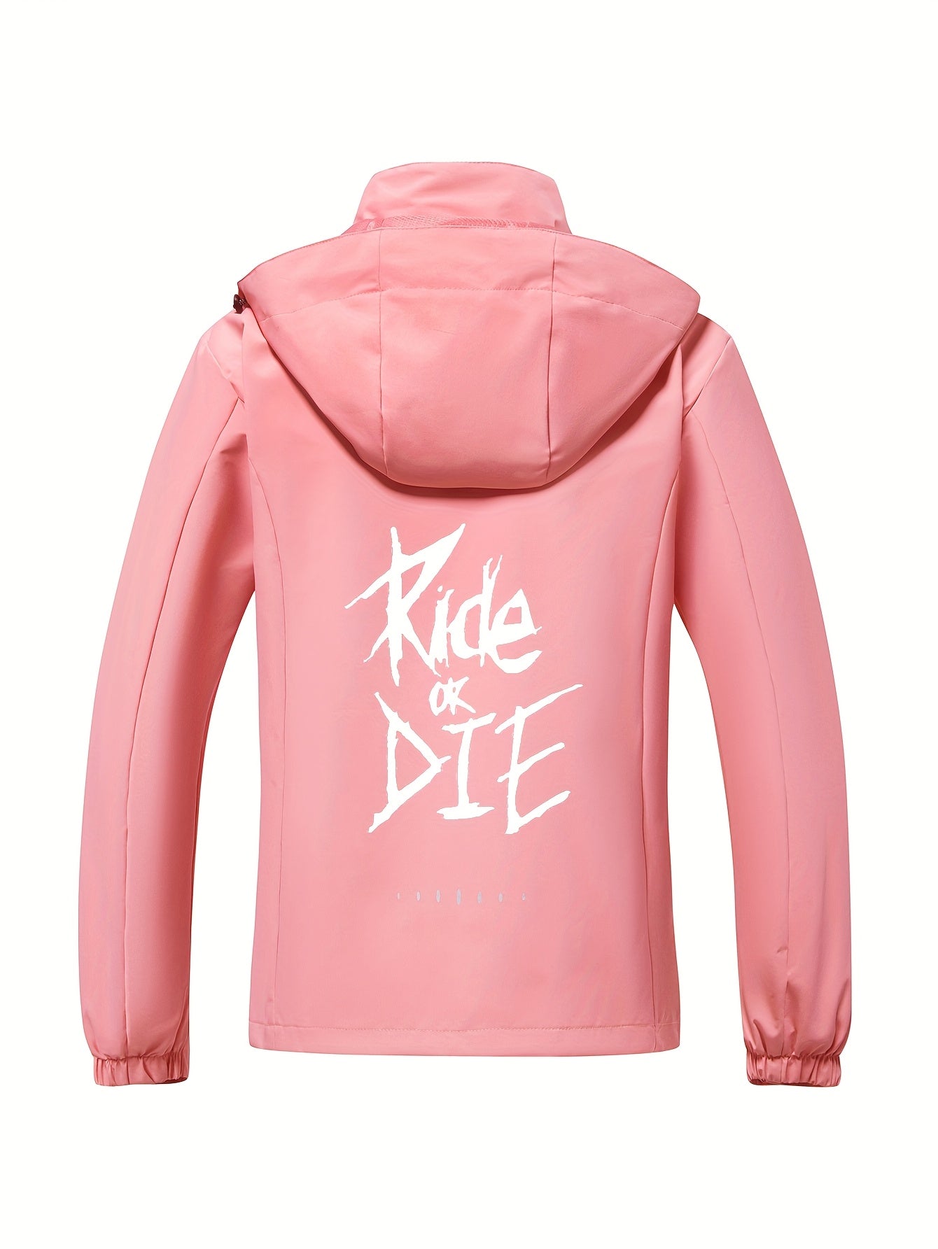 Women's Windproof Breathable Motorcycle/Outdoor Windbreaker Jacket with Removable Hood & "Ride or Die" Logo - Full-Zip Casual Coat for,, Training, Motorcycling Gear (Spring/Autumn), Training Jacket Women, Fall Jacket Women