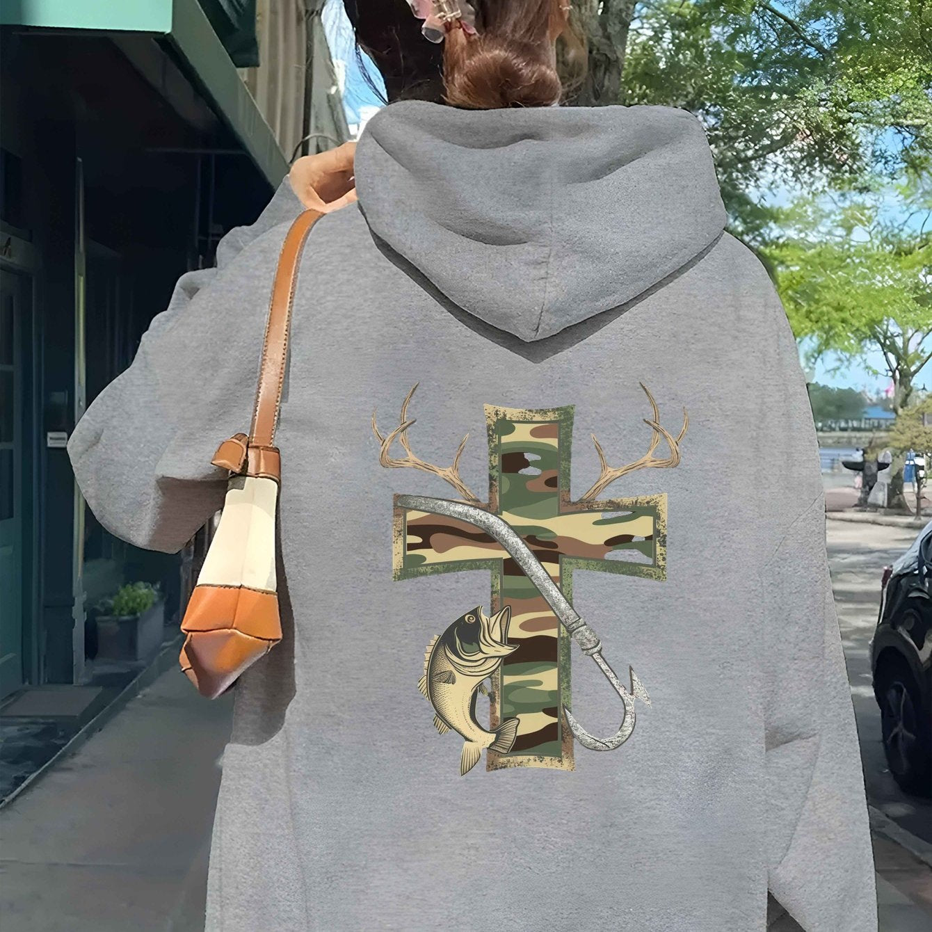 Teediy Cross with Camouflage Pattern Women'S Casual Hoodies