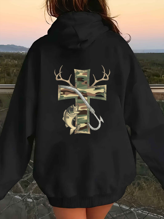 Teediy Cross with Camouflage Pattern Women'S Casual Hoodies