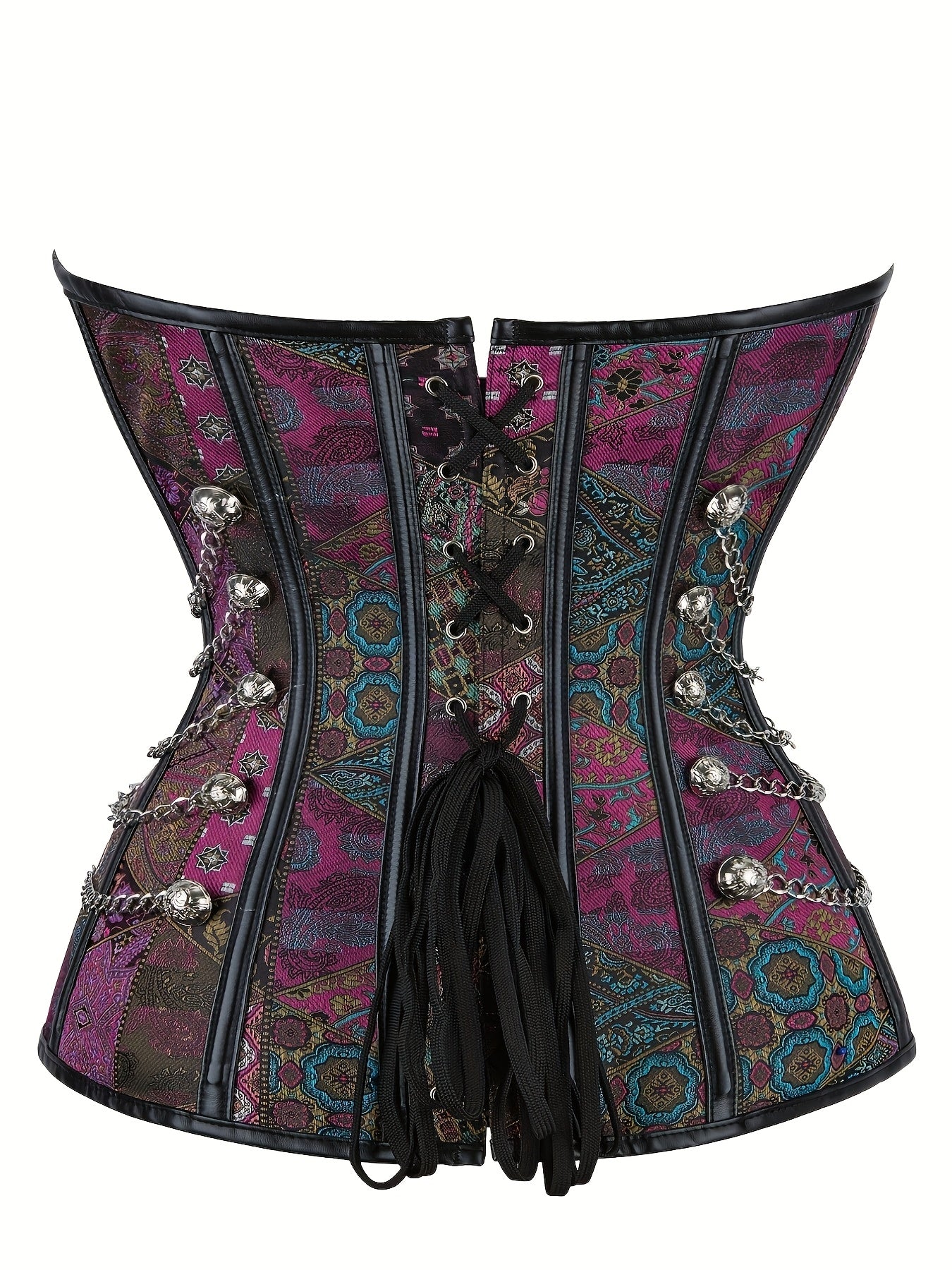 [Steampunk Corset] Steampunk Renaissance Women's Corset Top | Black Lace-Up Front, Off-Shoulder Design, Non-Stretch Fabric, Adjustable Straps | For Halloween, Pirate & Costume Parties