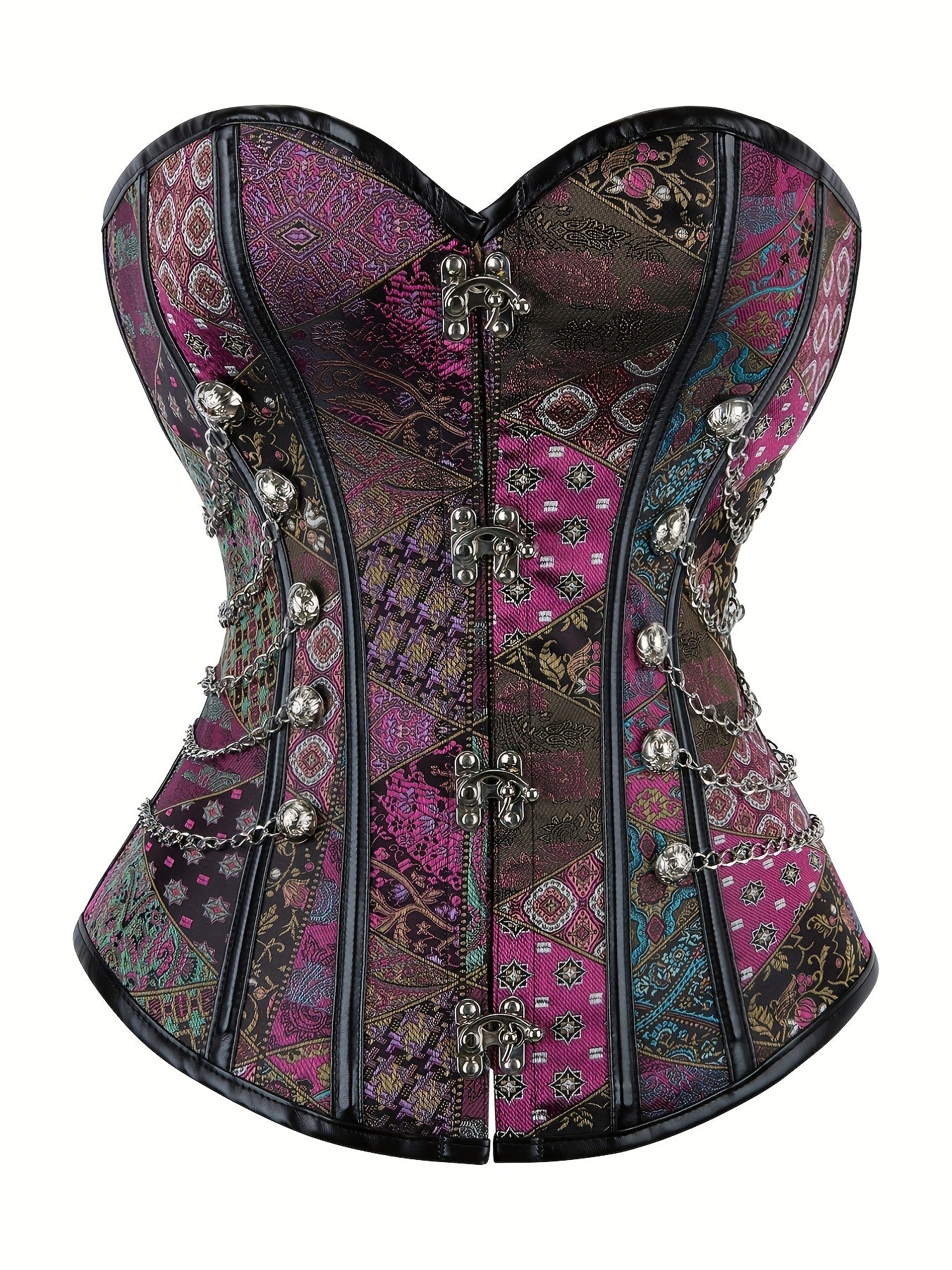 [Steampunk Corset] Steampunk Renaissance Women's Corset Top | Black Lace-Up Front, Off-Shoulder Design, Non-Stretch Fabric, Adjustable Straps | For Halloween, Pirate & Costume Parties