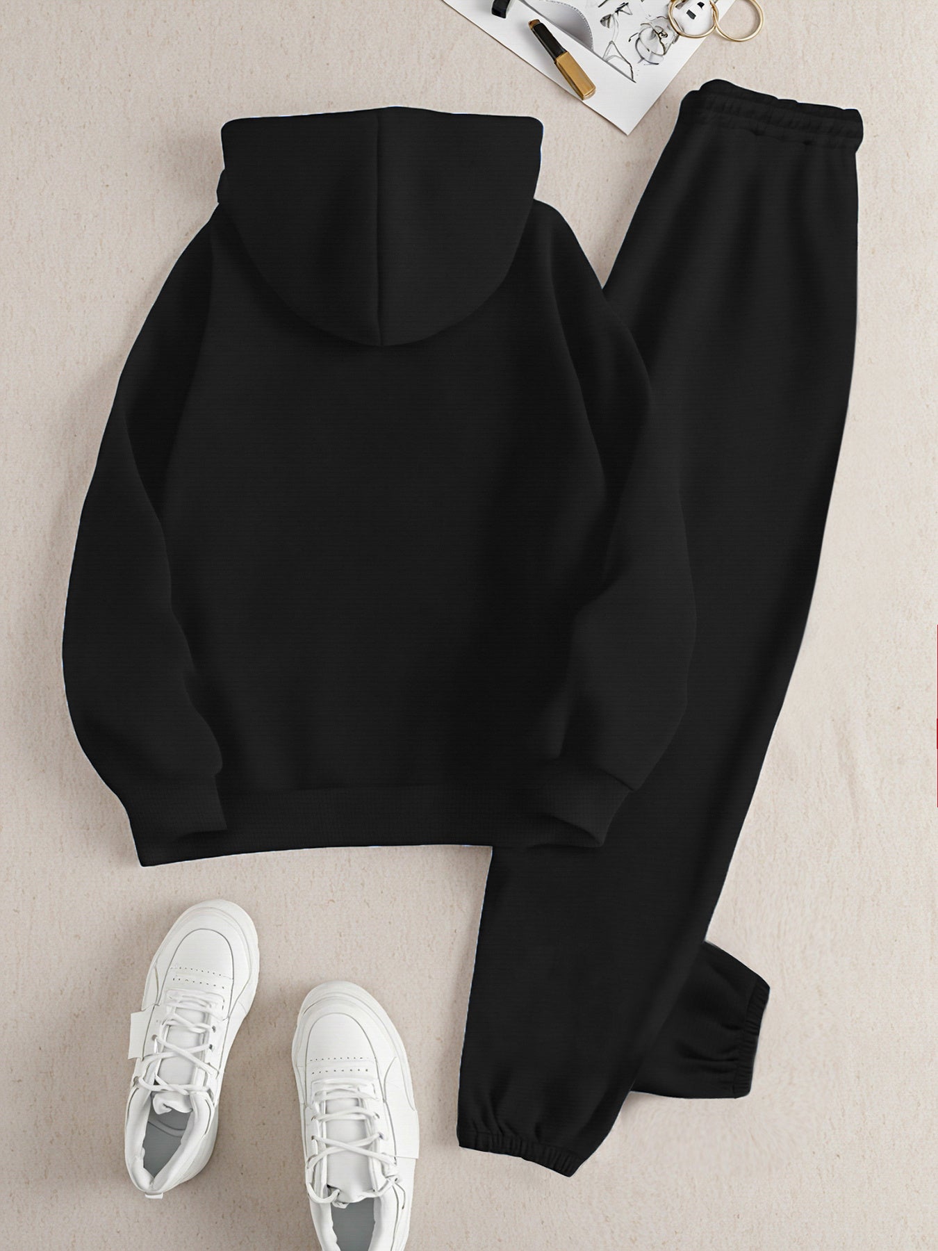 2025 Autumn Winter New Arrival, Halloween Horror Pattern Hoodie and Sweatpants Set, Casual Style, with Pockets, for Women, Fall/Winter Collection, Halloween Costume|Casual Style Hoodie|Pocketed Hoodie, Halloween Costume Set,
