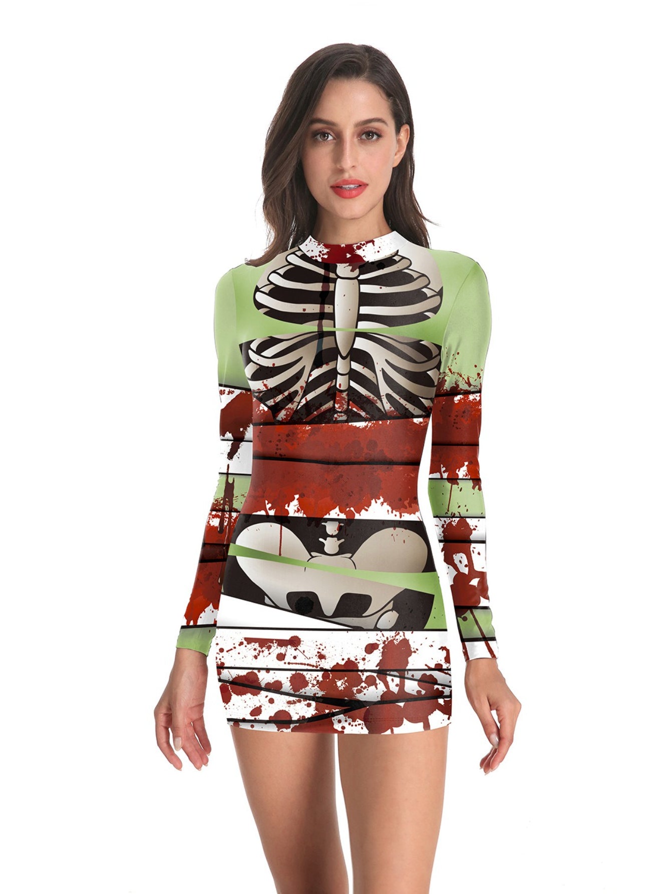 Women's Sexy Nurse Costume - Glow in The Dark Cross Uniform, Stretchy Bodycon Dress with White Cross & Red Print, Hand Washable Role Play Outfit for Halloween, Themed Parties & Cosplay (Adults)