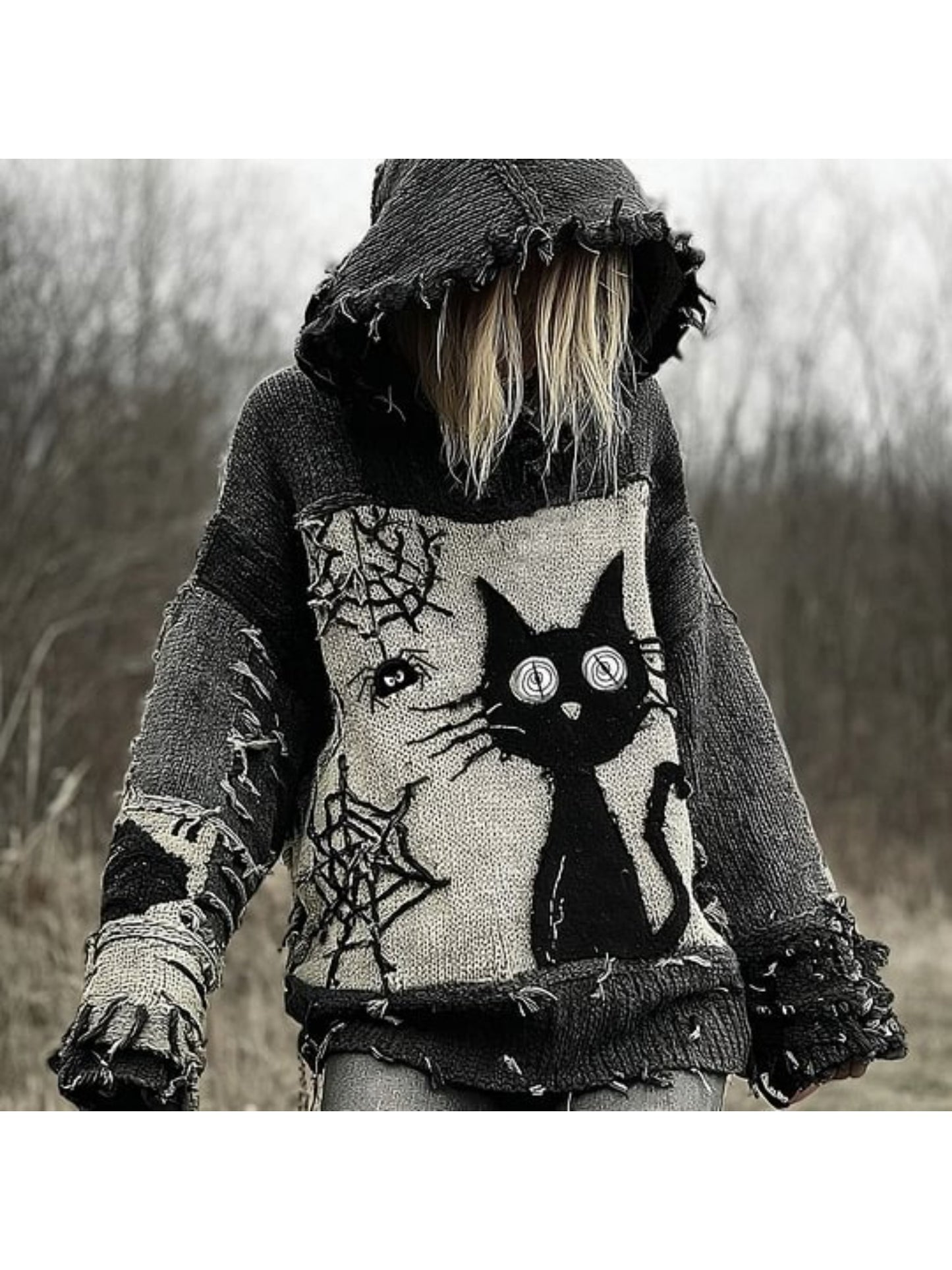Oversized Gothic Hooded Sweater